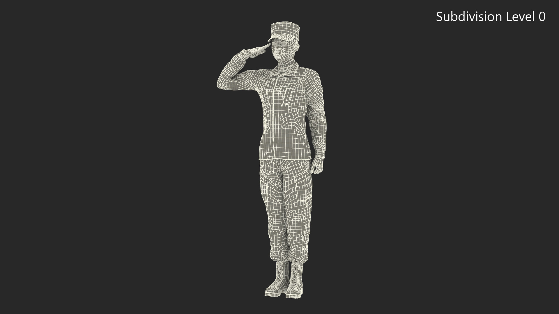 3D Black Female Soldier ACU Saluting Pose model