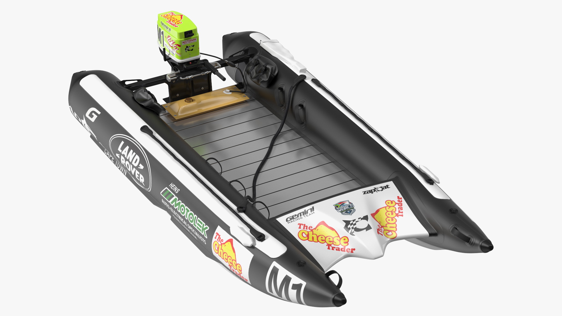 3D Racing Boat Gemini Zapcat F1 with Engine Black Rigged model