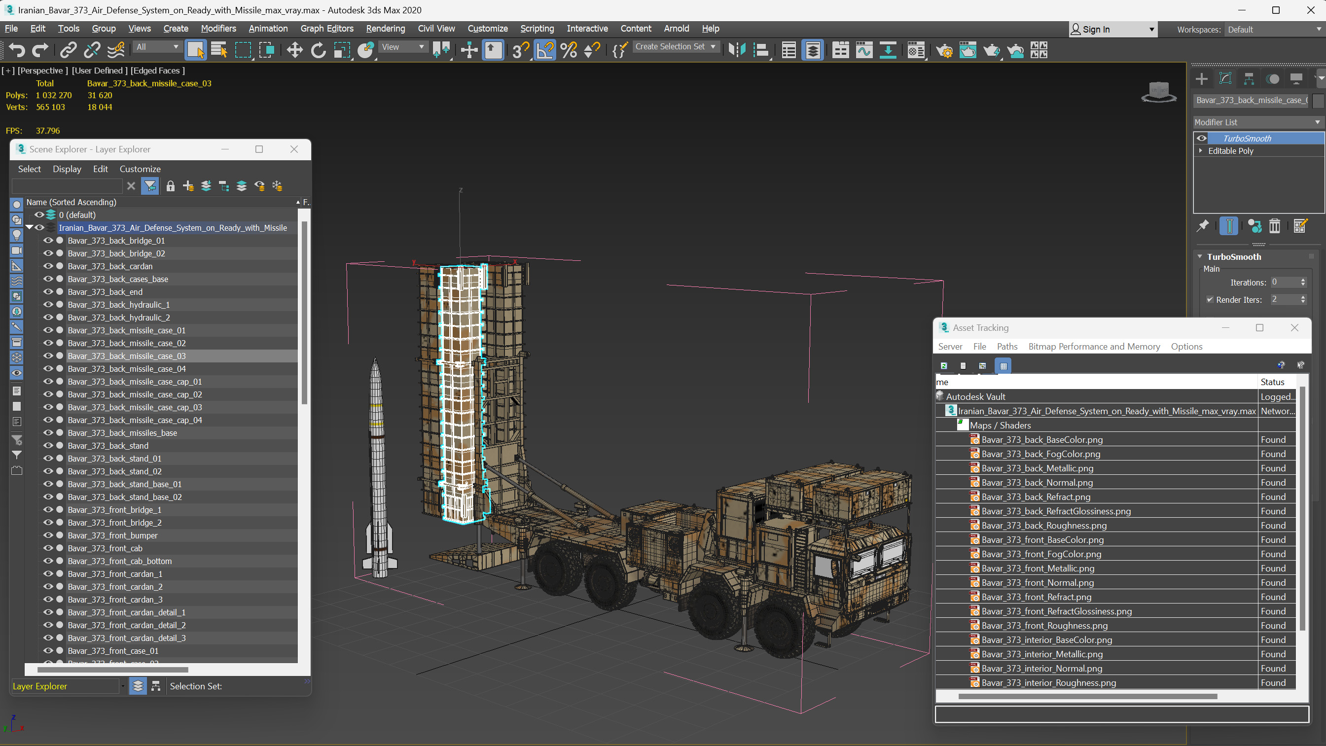 3D Iranian Bavar 373 Air Defense System on Ready with Missile model