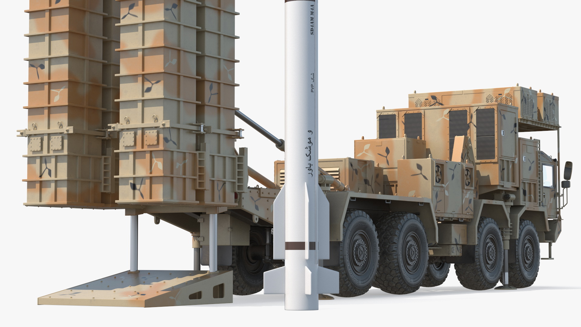 3D Iranian Bavar 373 Air Defense System on Ready with Missile model