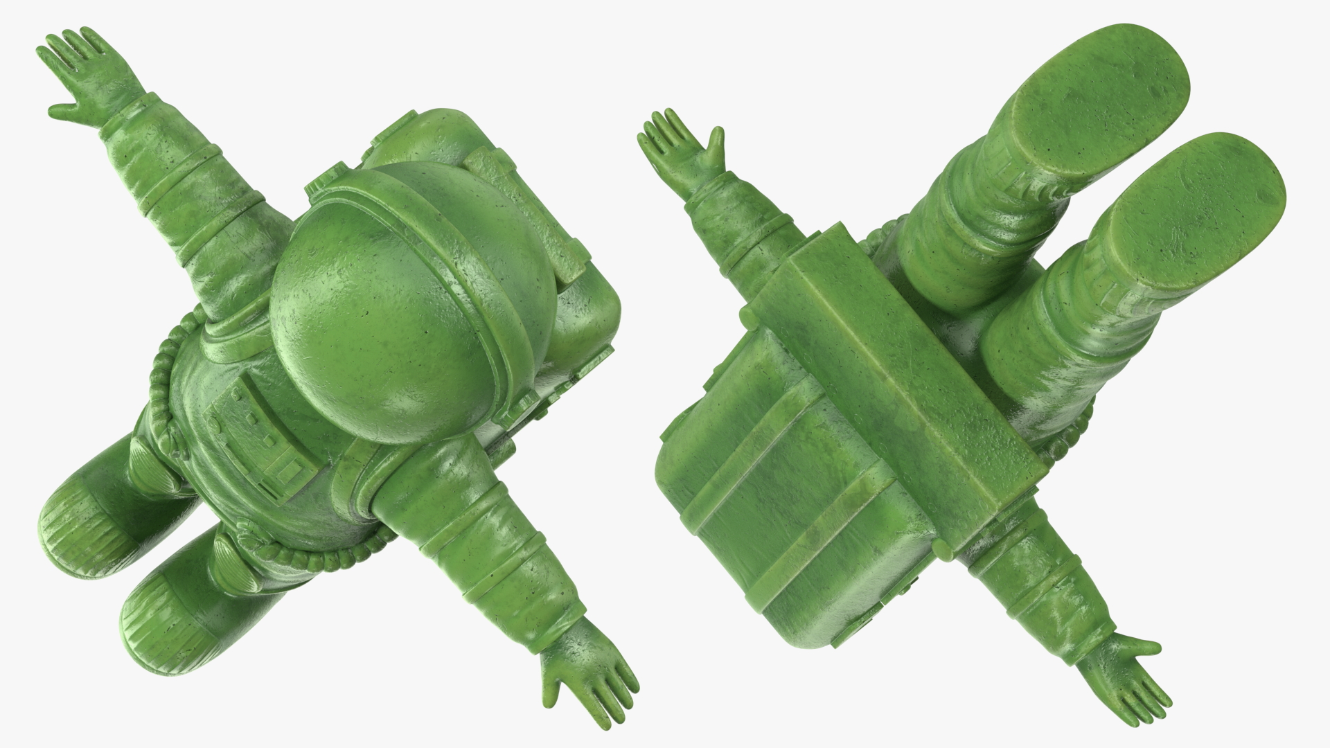 3D Astronaut Toy Character Green T-pose