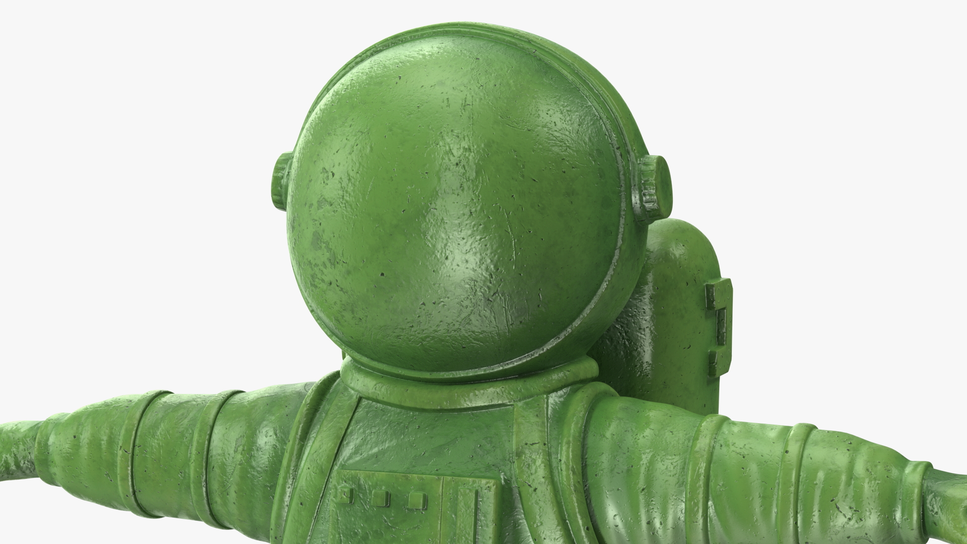 3D Astronaut Toy Character Green T-pose