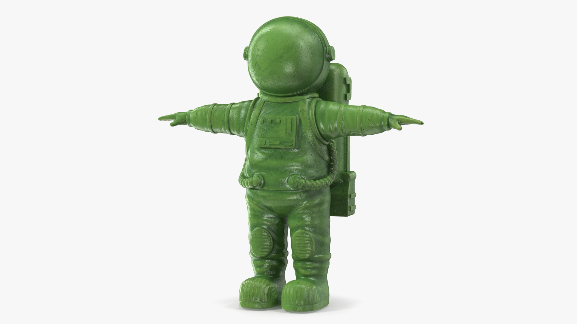 3D Astronaut Toy Character Green T-pose