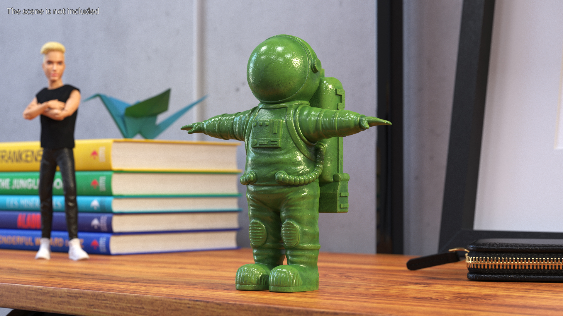 3D Astronaut Toy Character Green T-pose