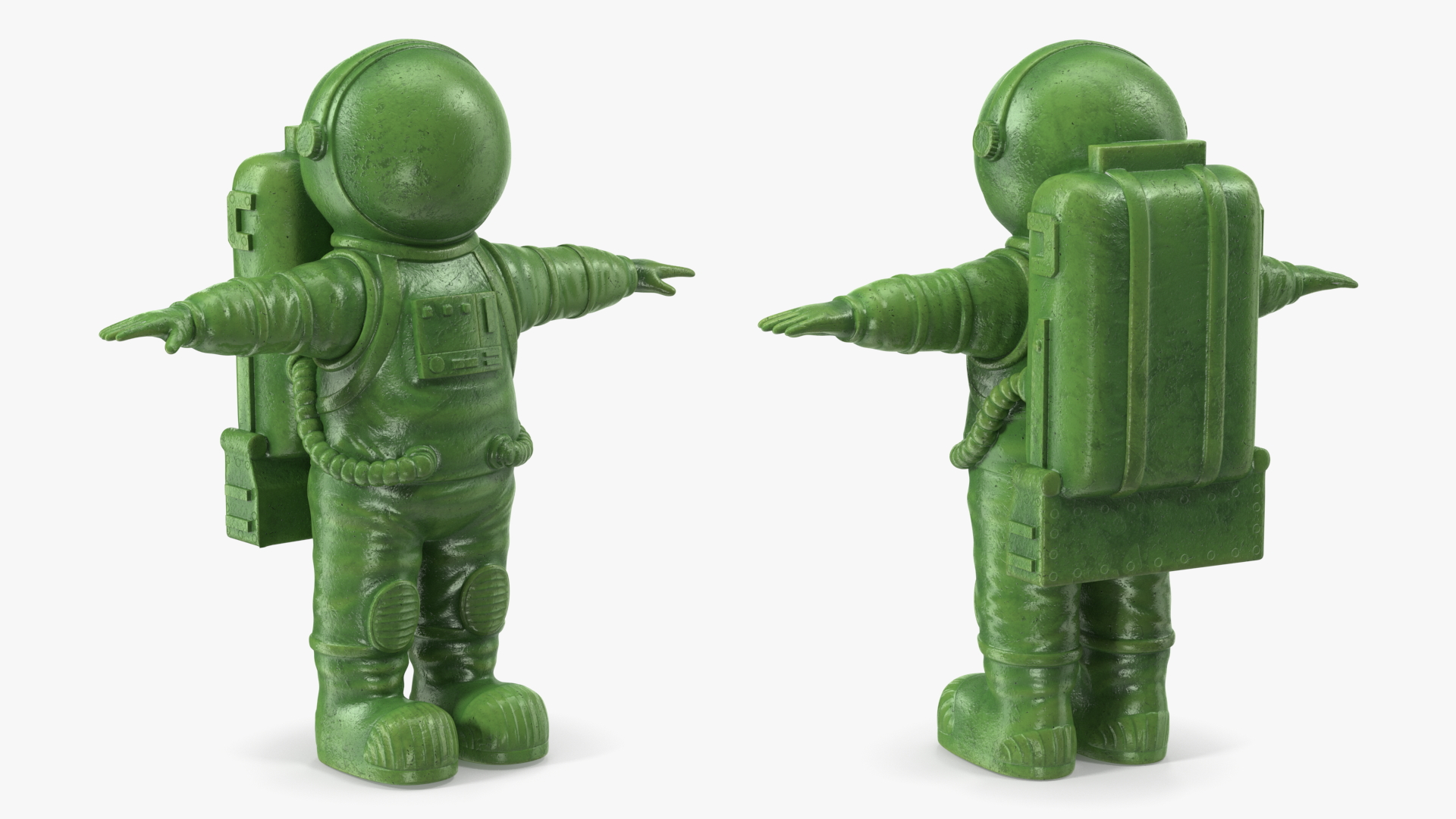 3D Astronaut Toy Character Green T-pose