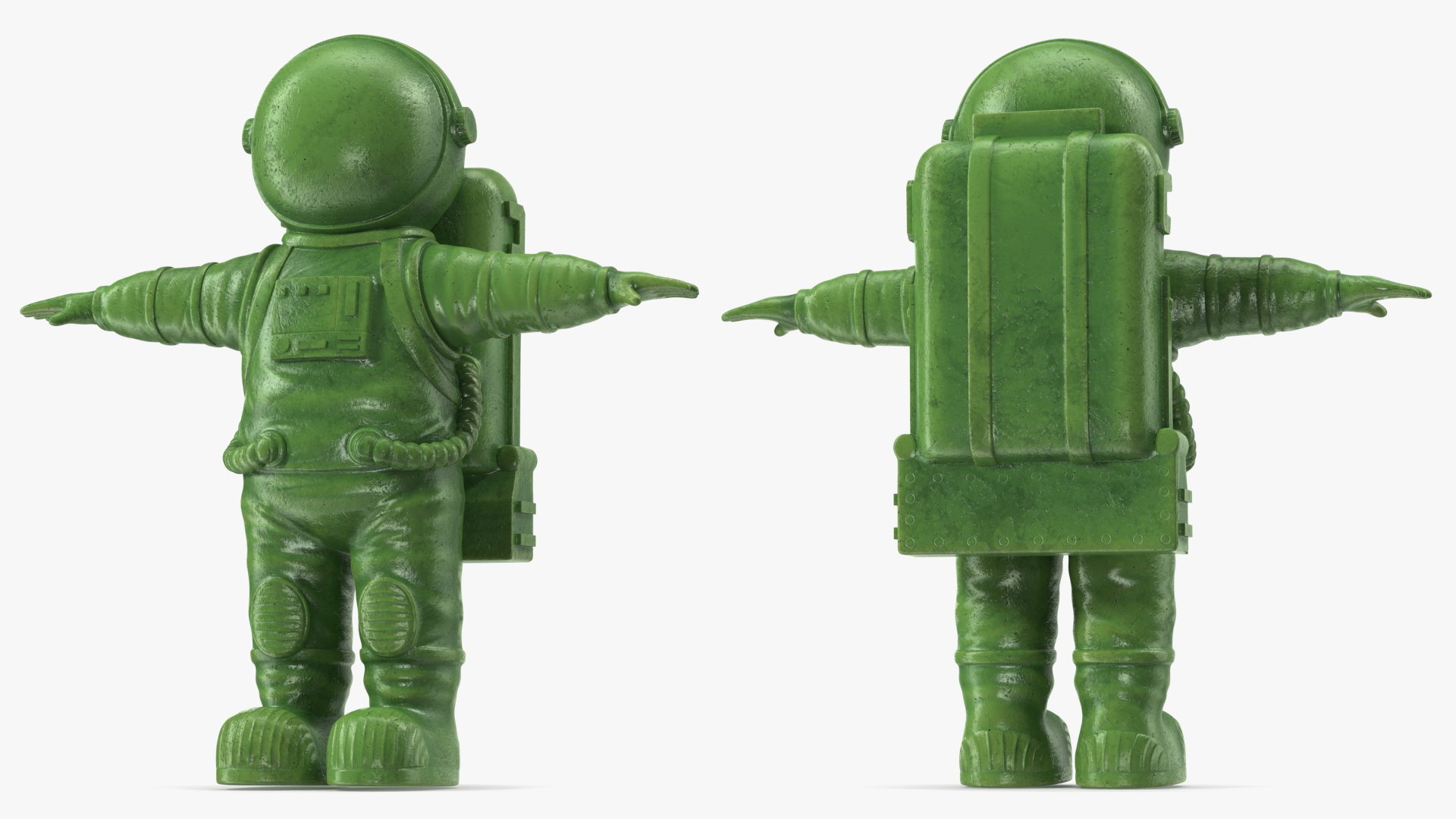 3D Astronaut Toy Character Green T-pose