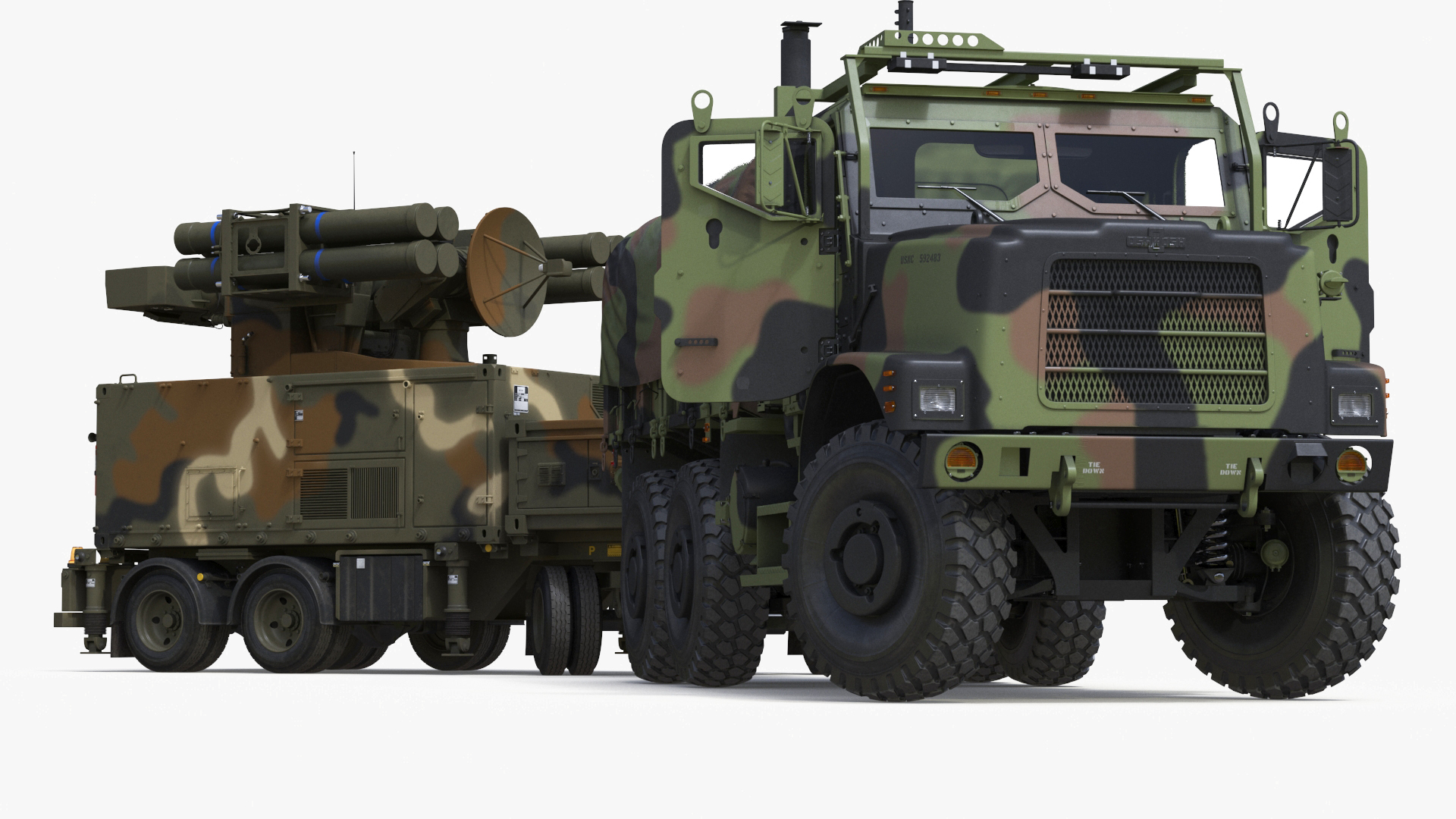 3D Truck with Trailer Air Defense Missile Complex Rigged model