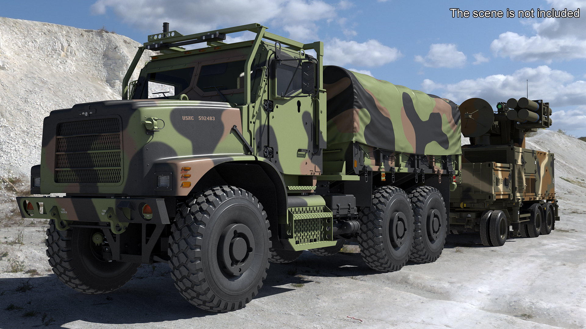 3D Truck with Trailer Air Defense Missile Complex Rigged model