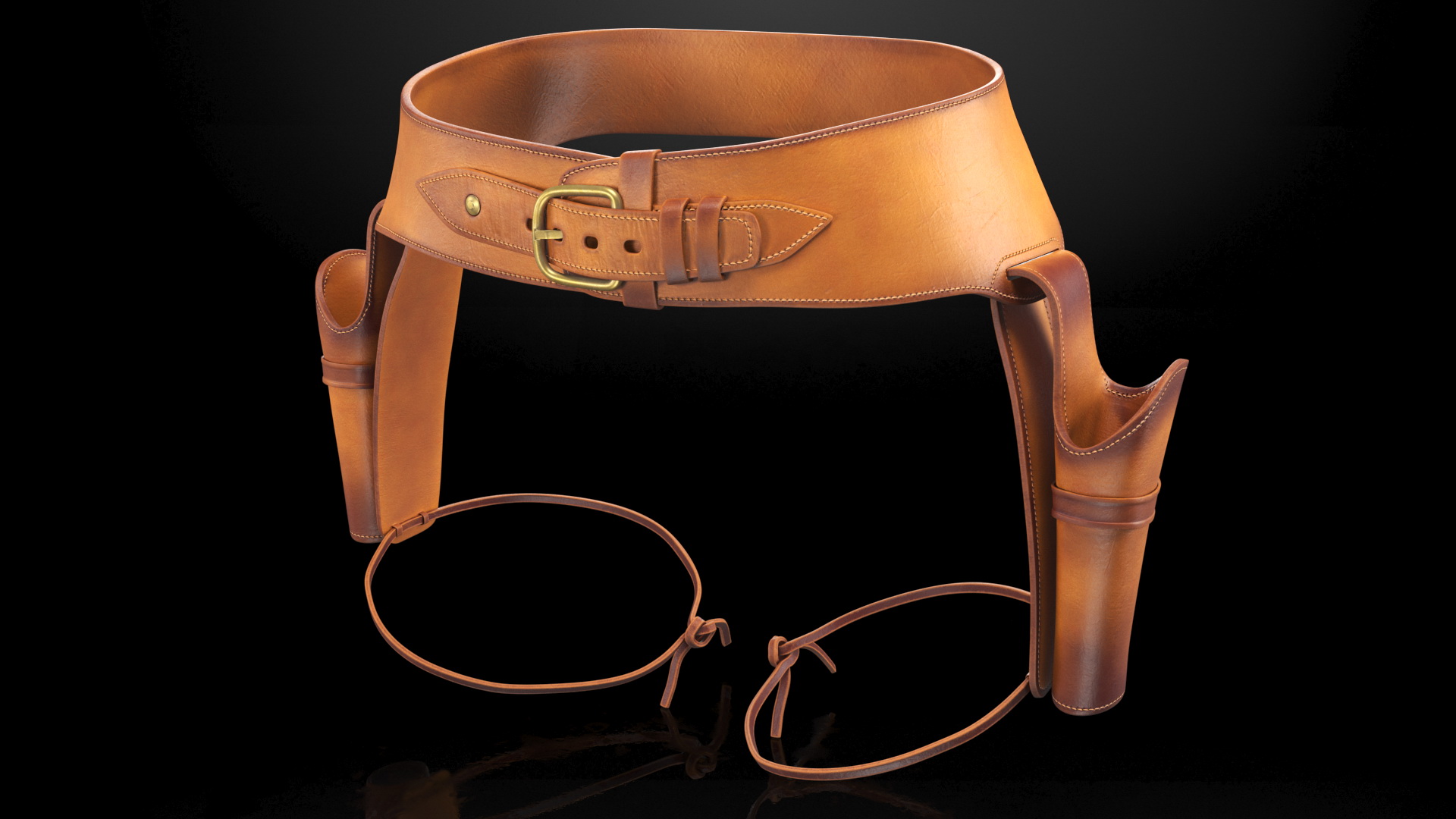 3D Double Gun Belt Brown