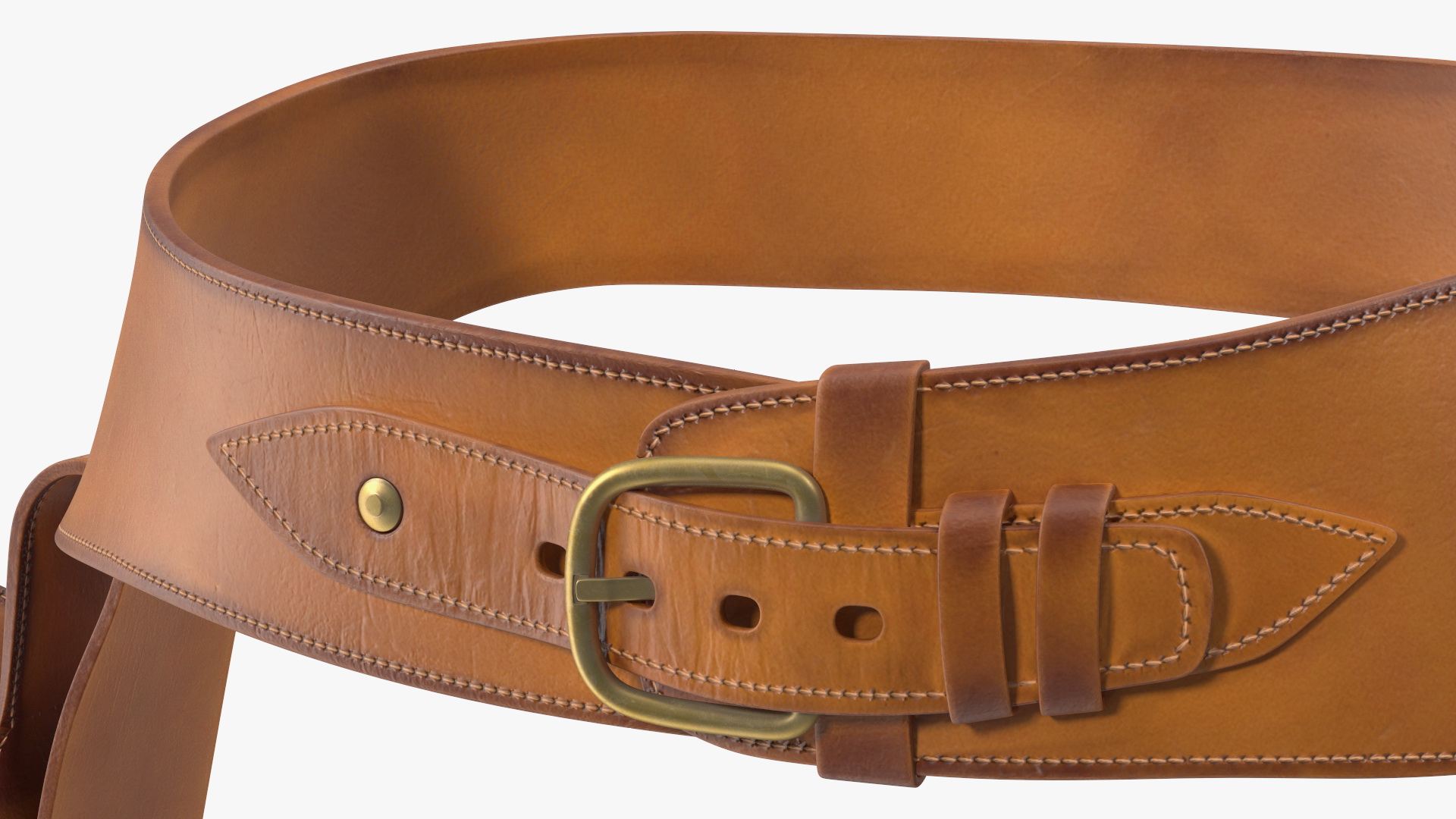 3D Double Gun Belt Brown