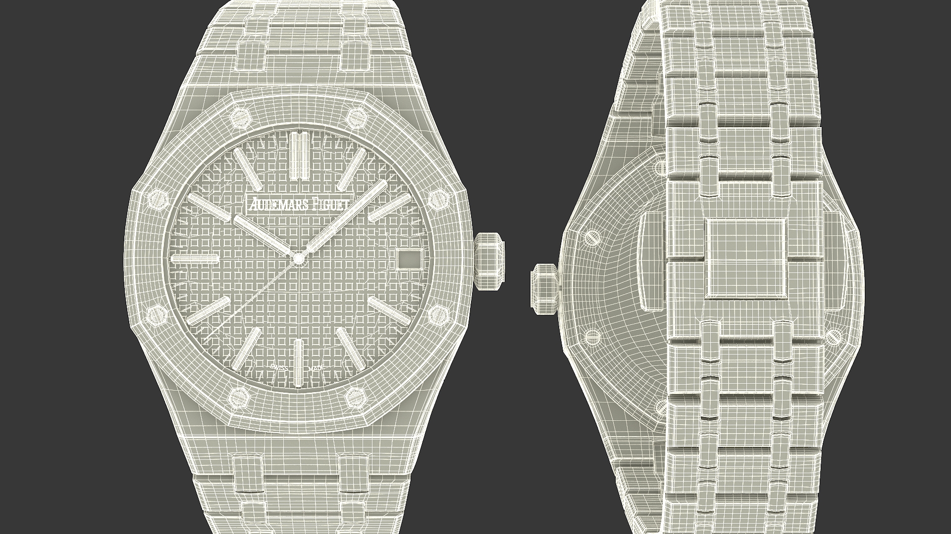 Audemars Piguet Royal Oak Grey White Gold Grande Tapisserie 3D model