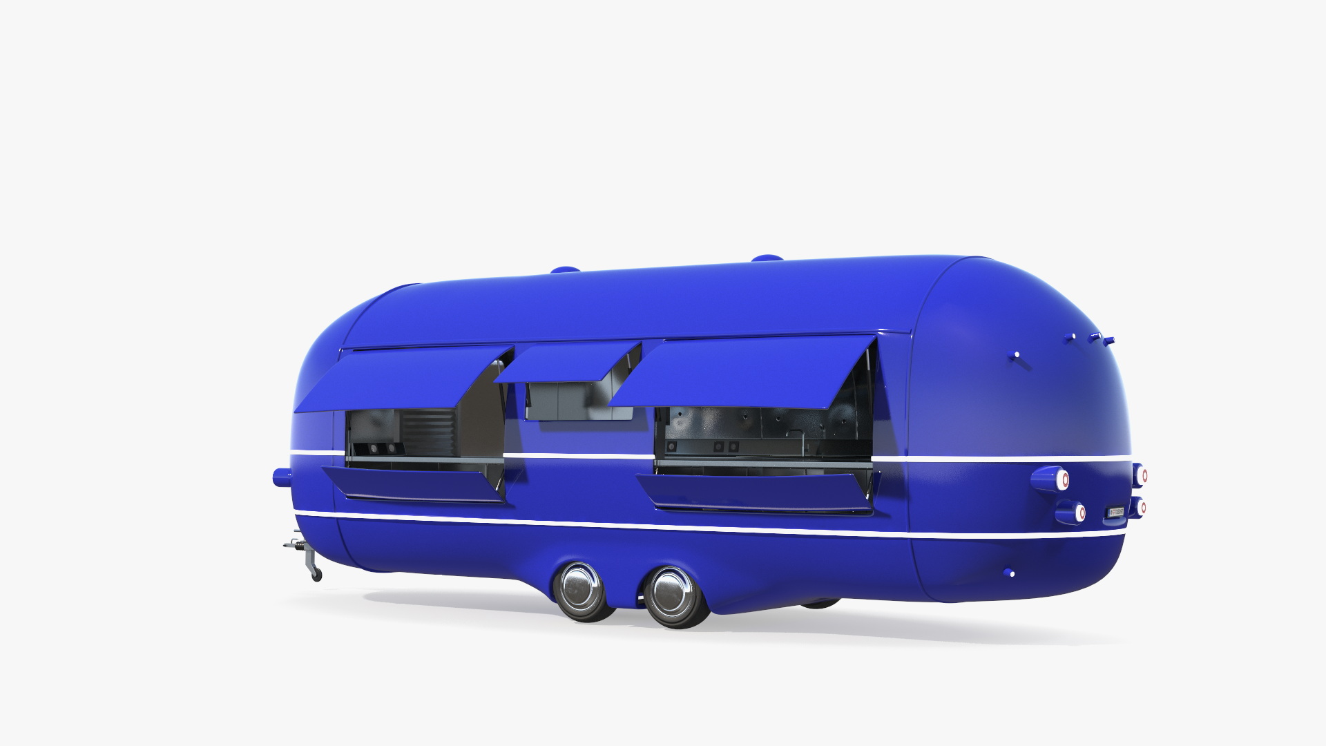 3D model Round Food Trailer Blue Rigged