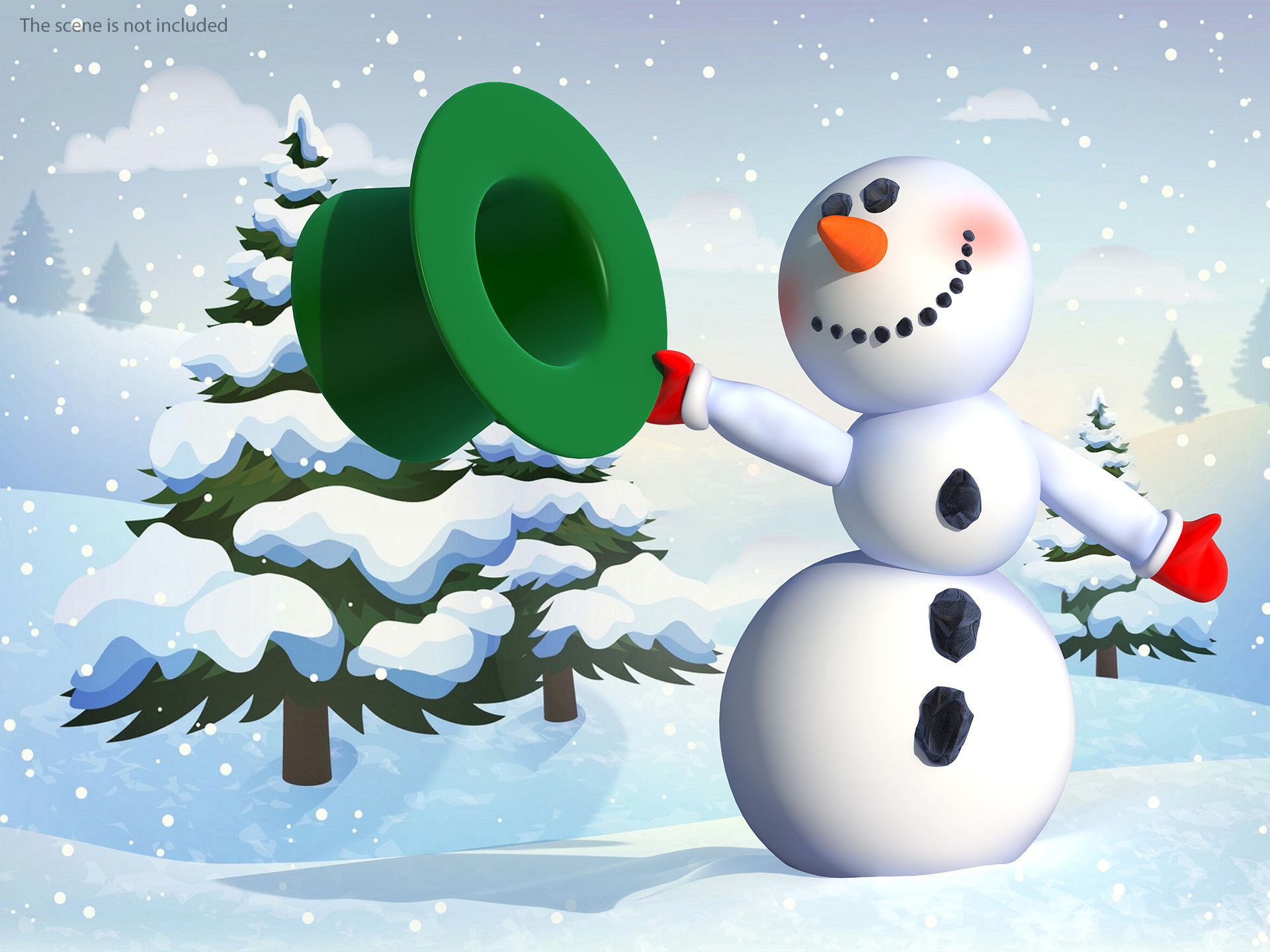 Greeting Cartoon Snowman 3D model