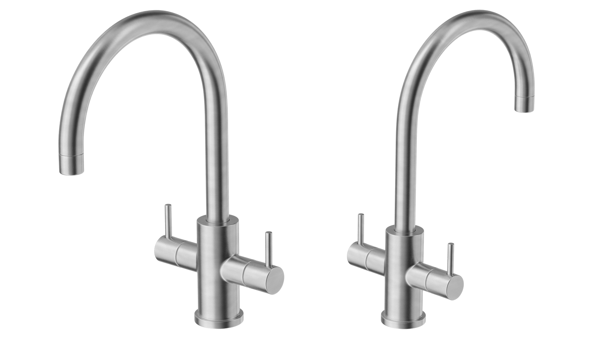 Monobloc Dual Lever Kitchen Mixer Tap 3D