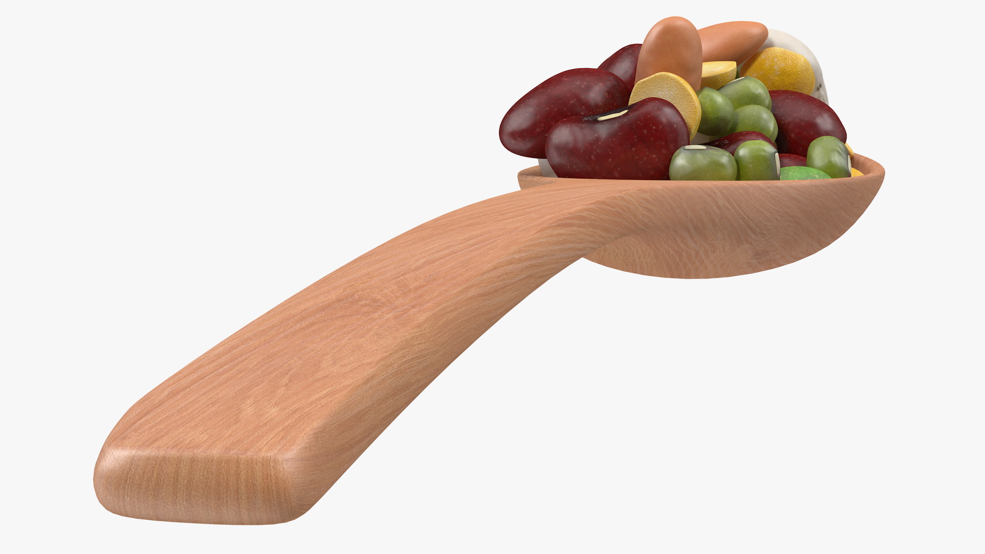 3D Wooden Spoon Filled With Mixed Beans