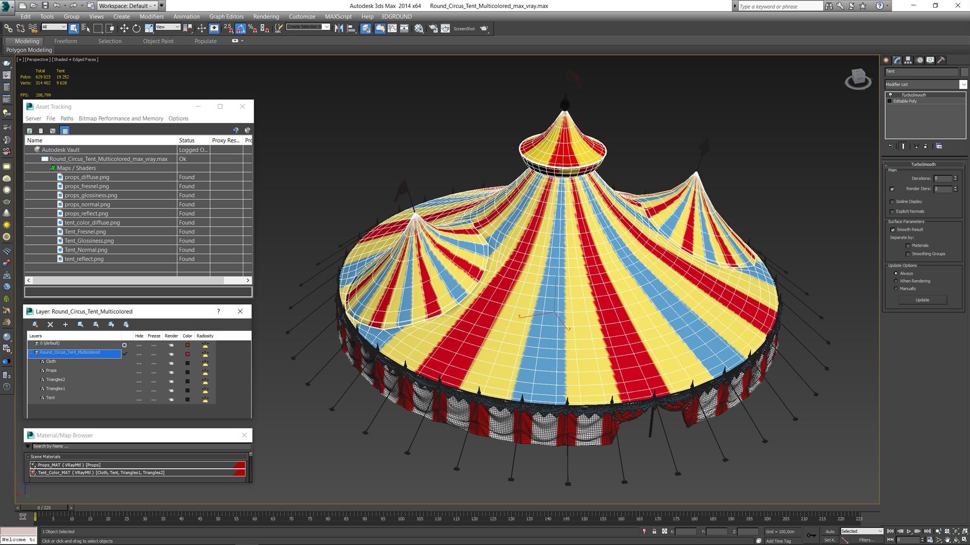 3D model Round Circus Tent Multicolored