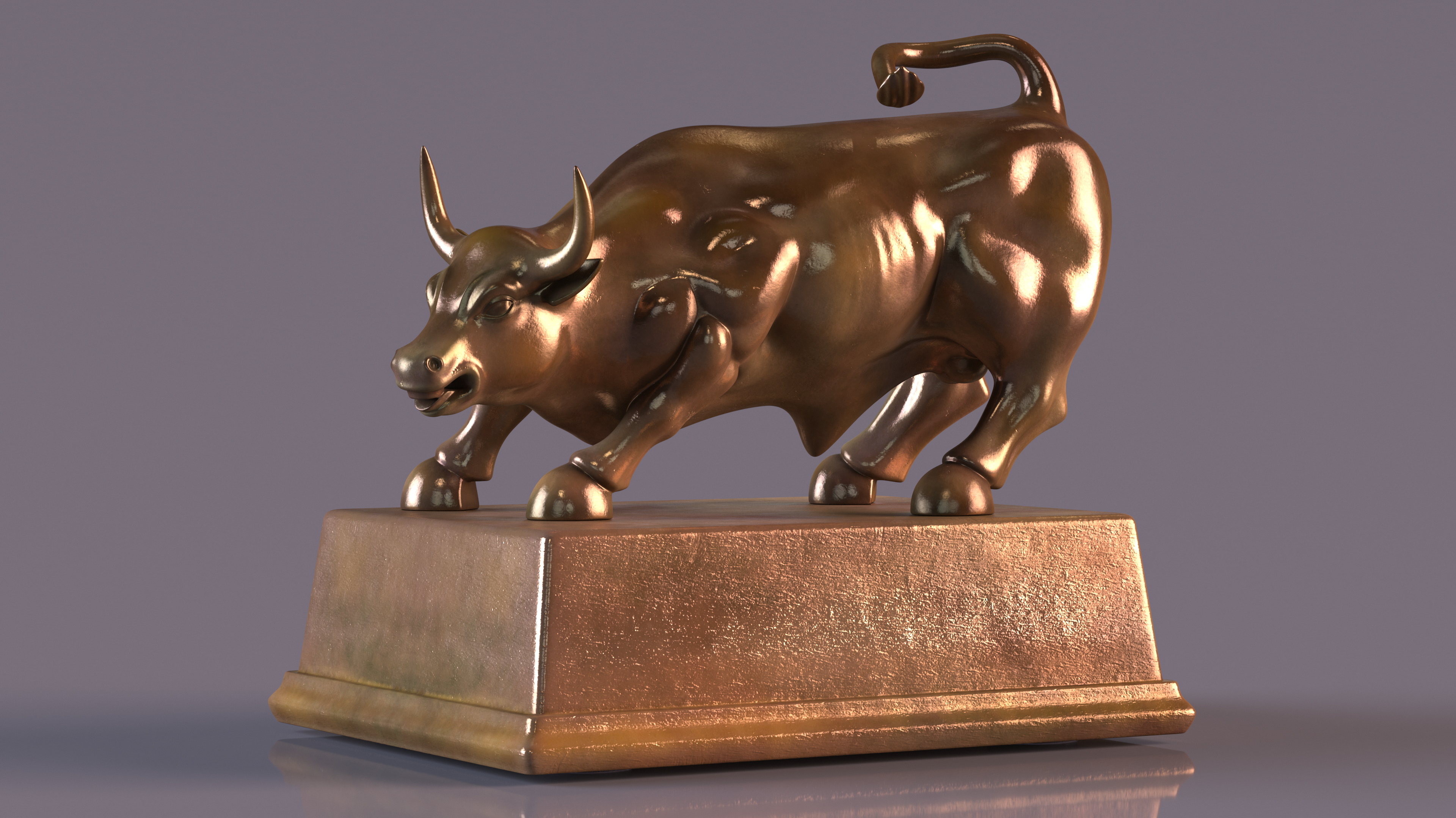 3D Bronze Bull Statue for 3D Print