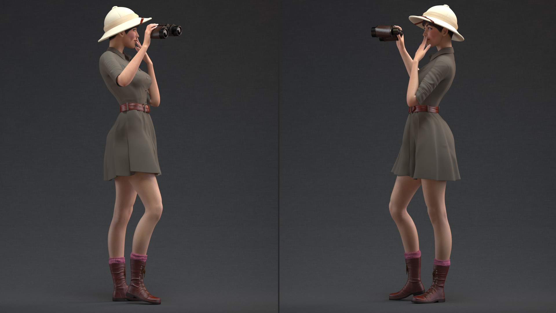 3D Women in Zookeeper Clothes