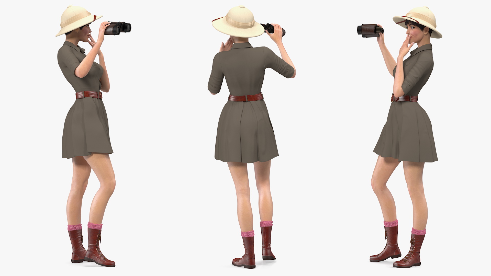 3D Women in Zookeeper Clothes