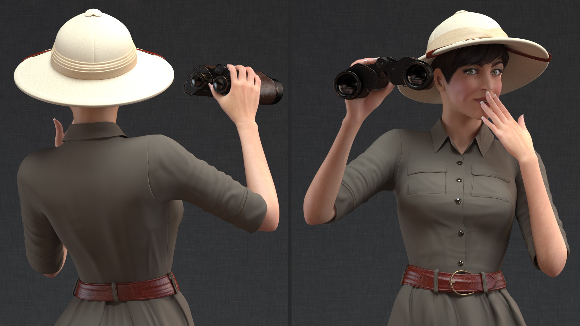 3D Women in Zookeeper Clothes