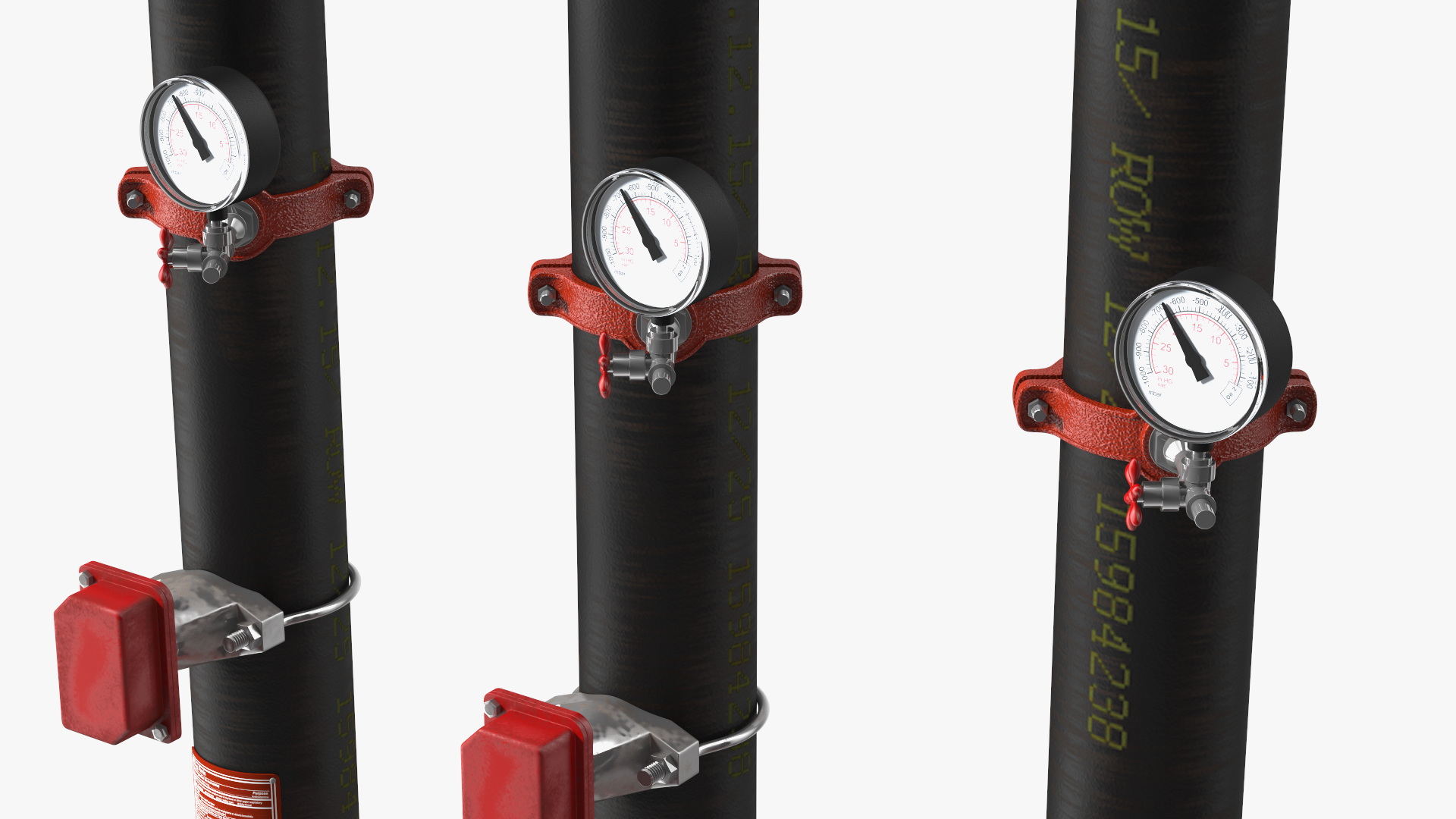 3D model Industrial Pipe System with Valves and Gauges