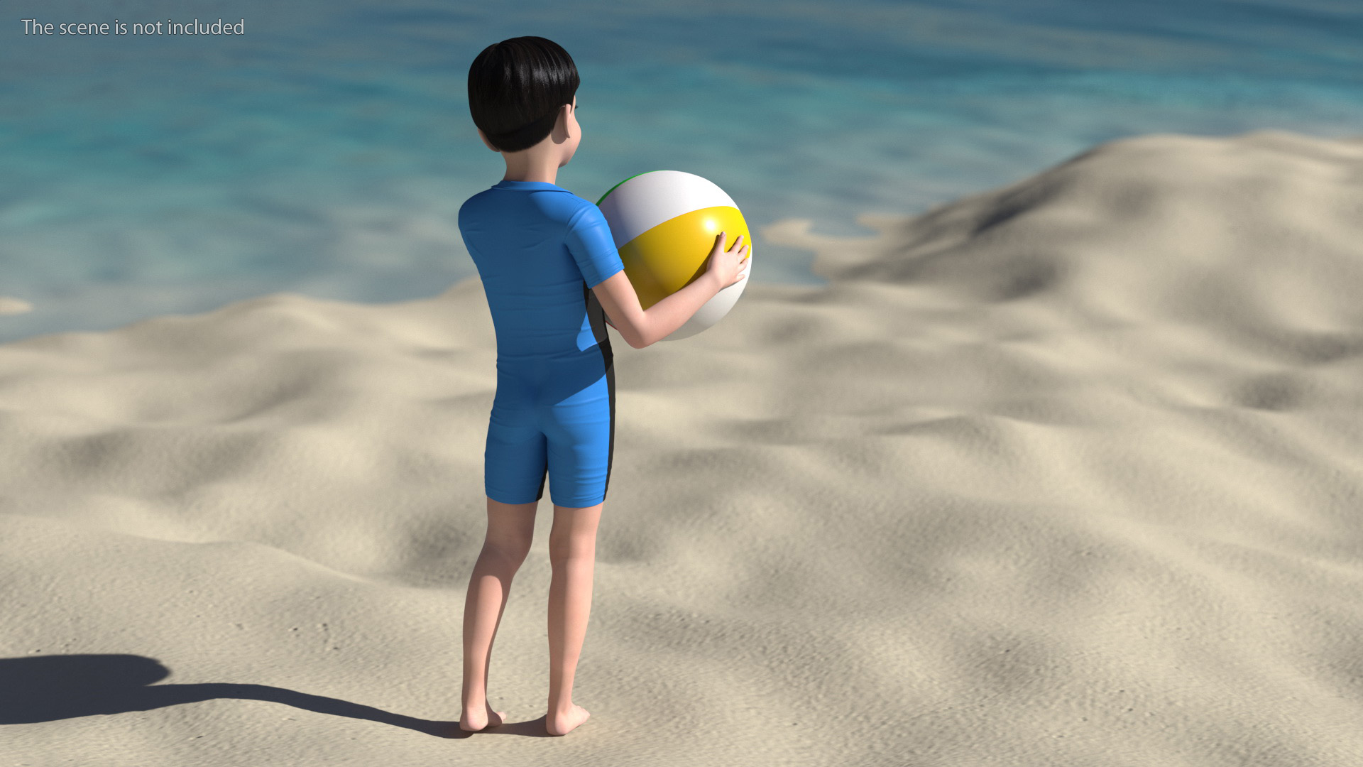 3D model Asian Child Boy Swimwear Rigged for Cinema 4D