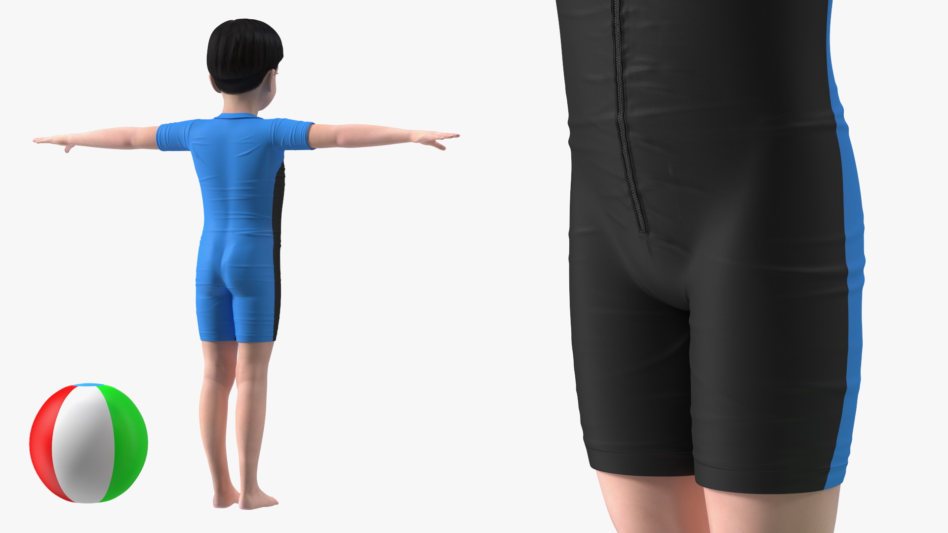 3D model Asian Child Boy Swimwear Rigged for Cinema 4D