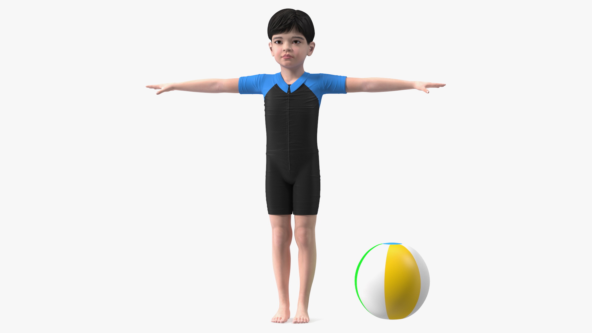 3D model Asian Child Boy Swimwear Rigged for Cinema 4D