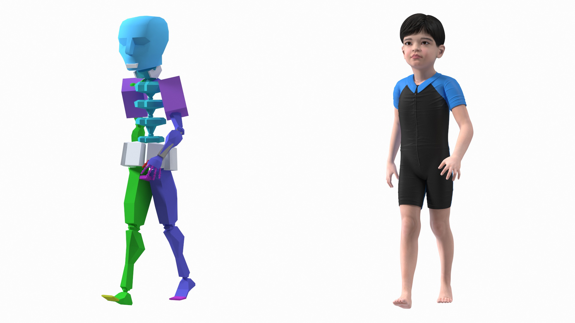 3D model Asian Child Boy Swimwear Rigged for Cinema 4D