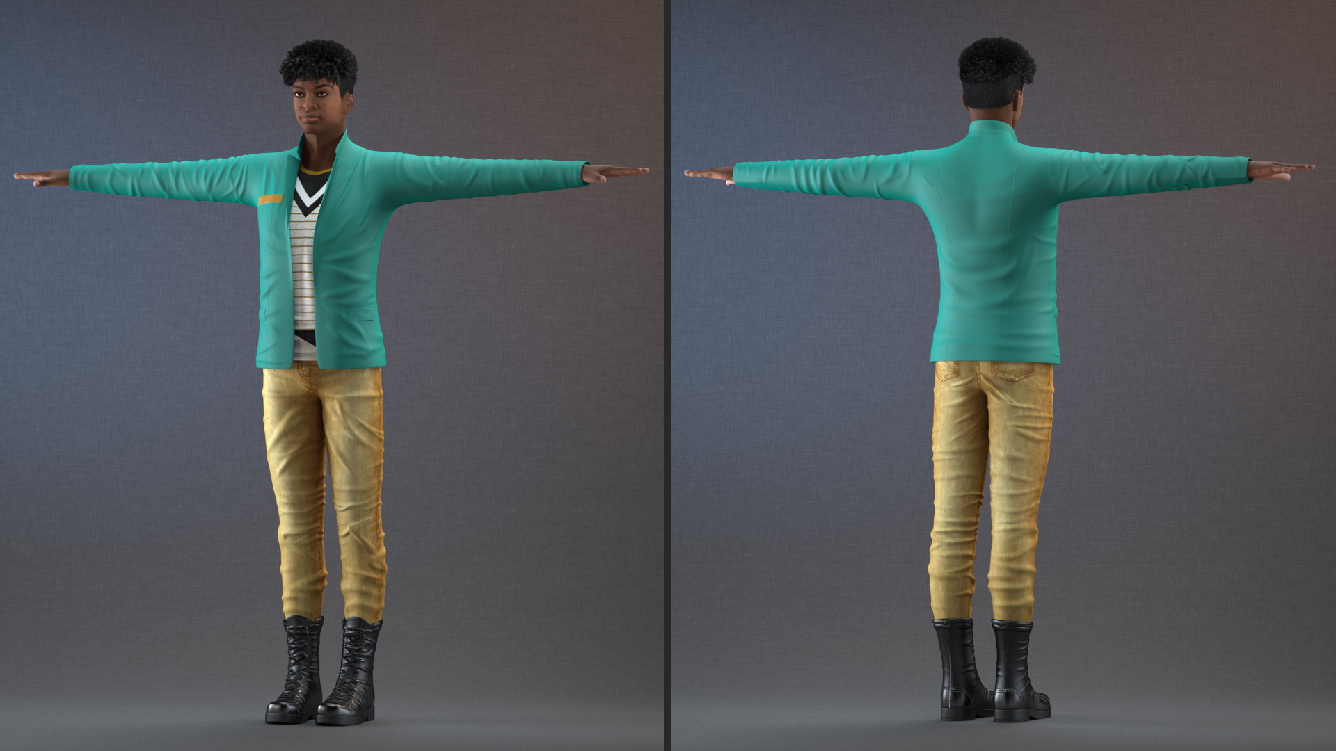 Light Skin Teenager Fashionable Style T Pose 3D model