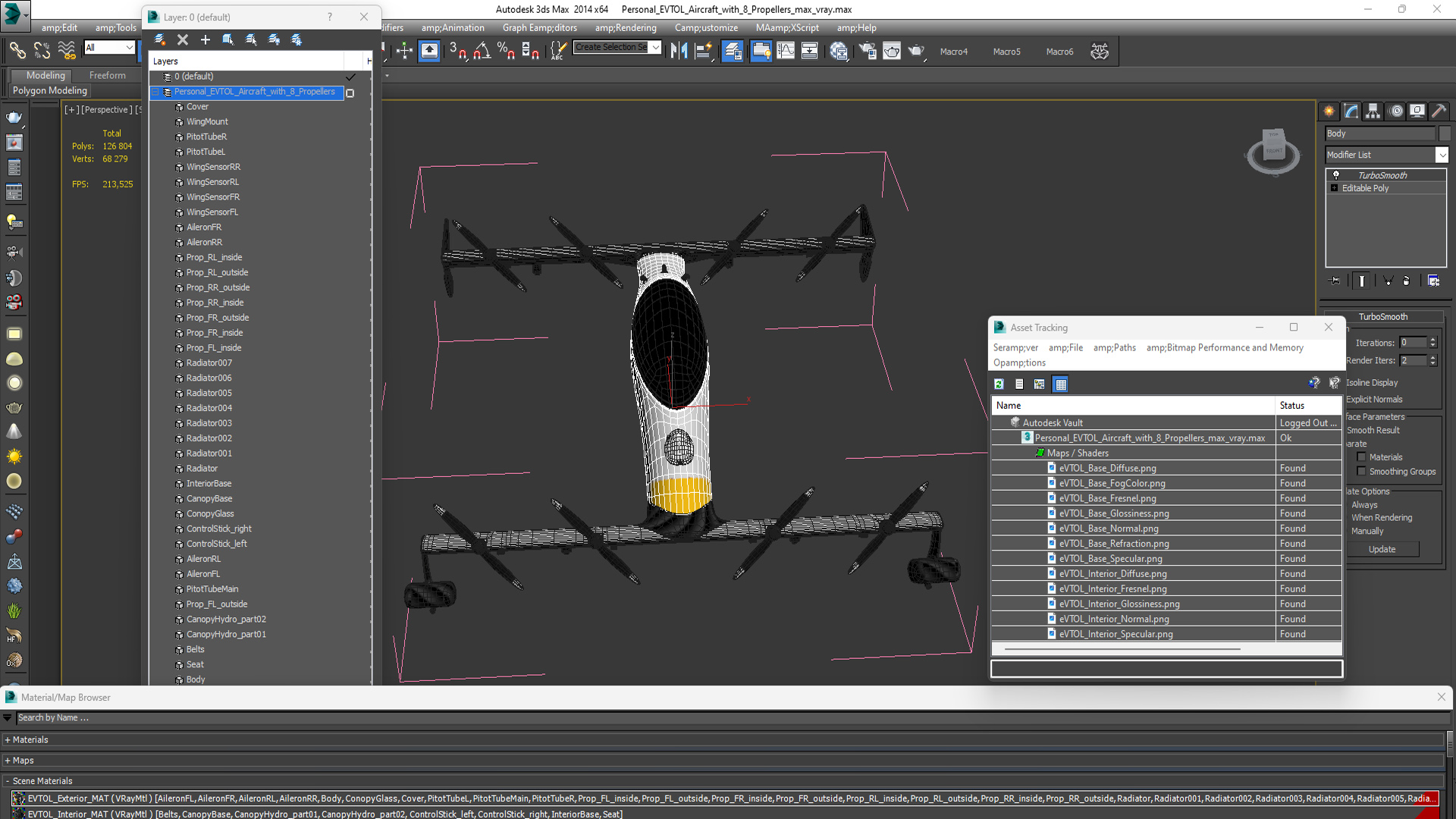 3D Personal EVTOL Aircraft with 8 Propellers