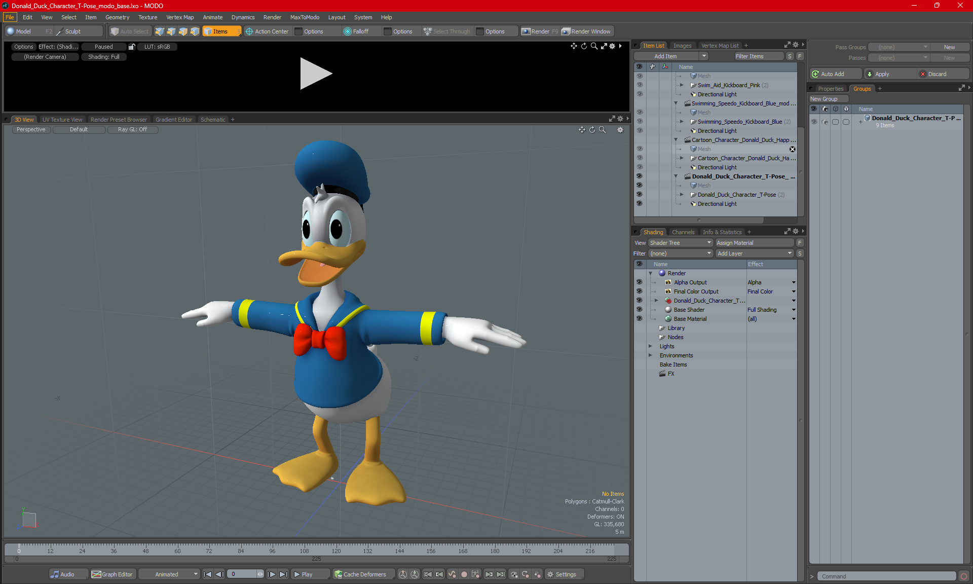 3D Donald Duck Character T-Pose model