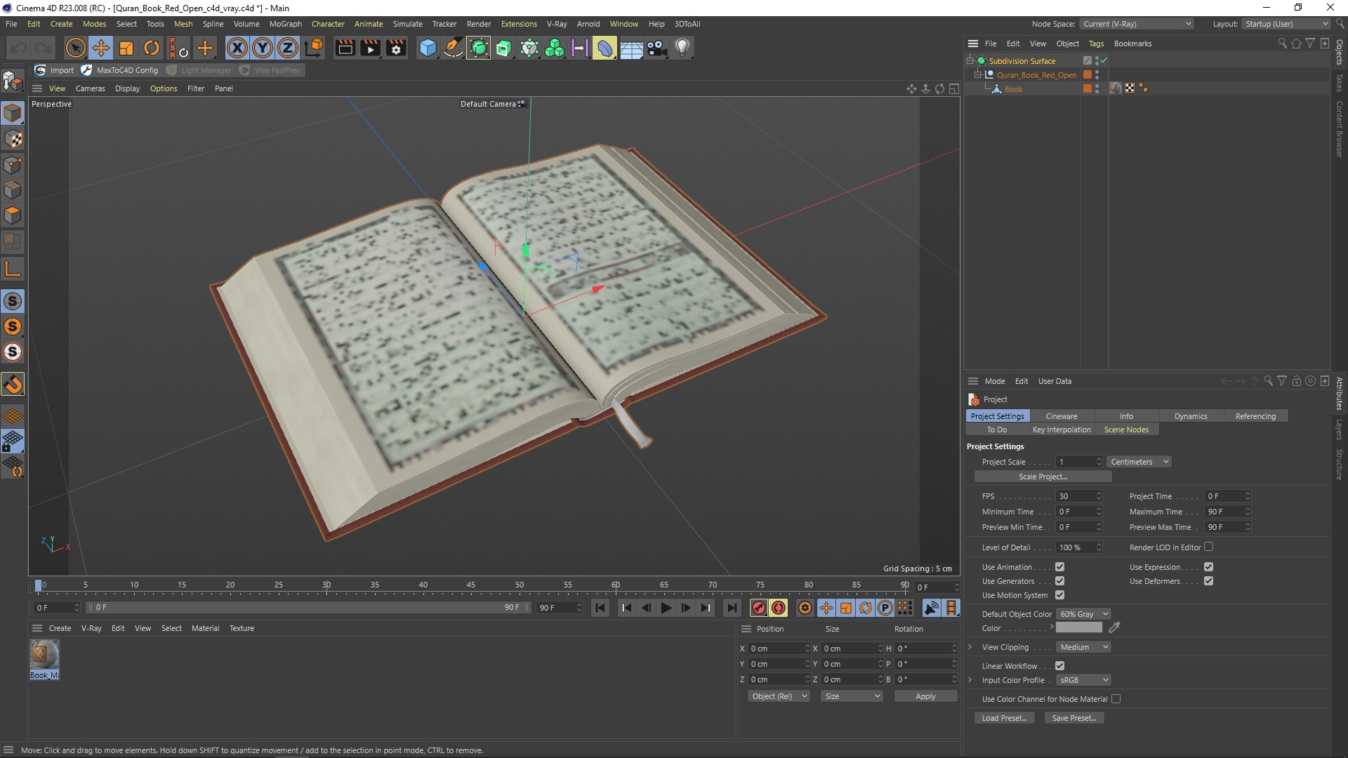 Quran Book Red Open 3D model