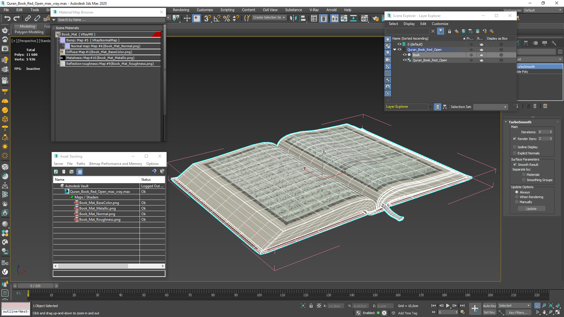 Quran Book Red Open 3D model