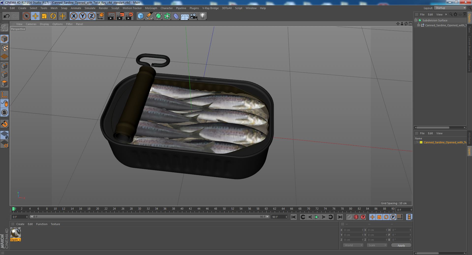 3D Canned Sardine Opened with Twist Key