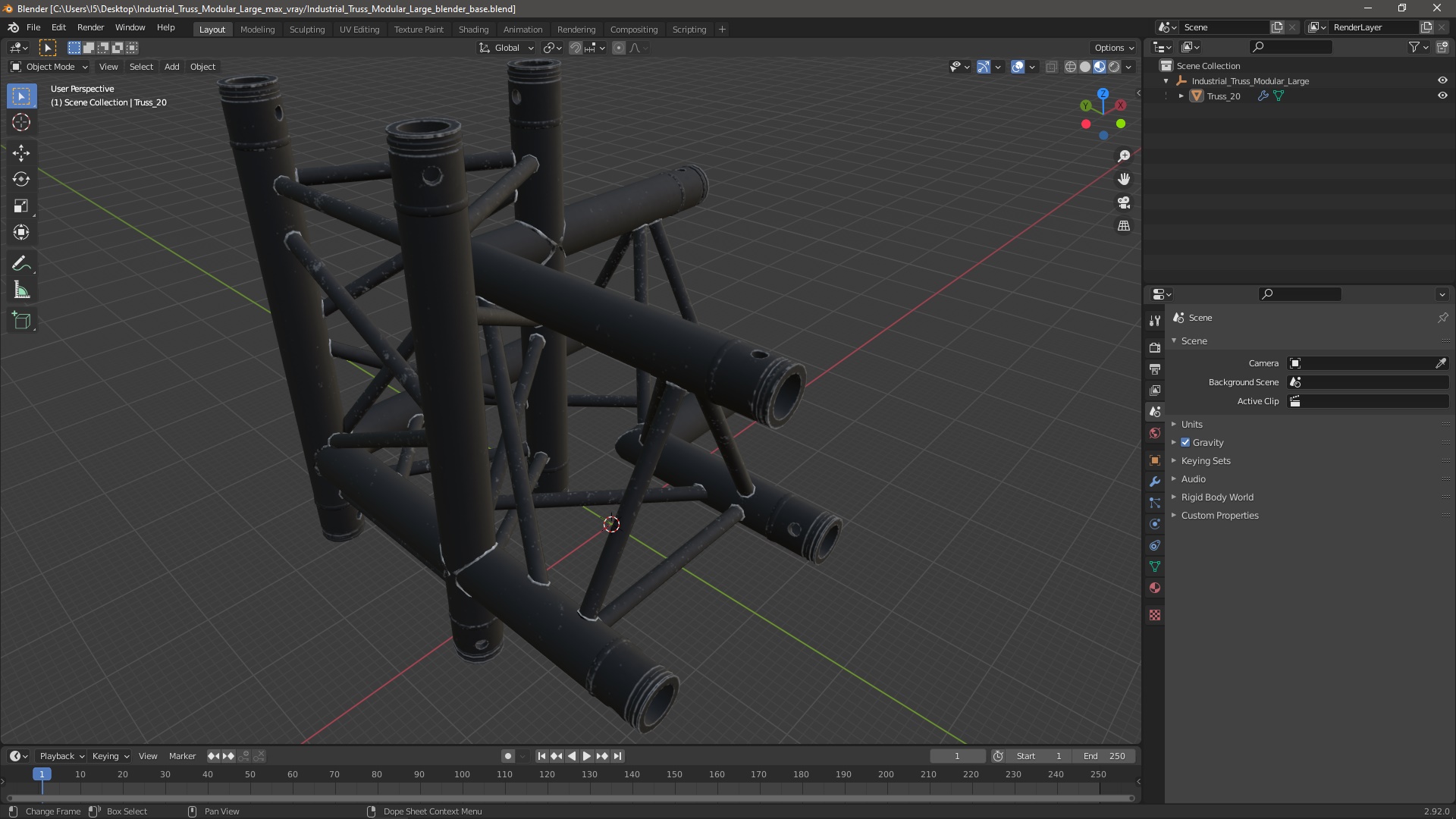 3D model Industrial Truss Modular Large