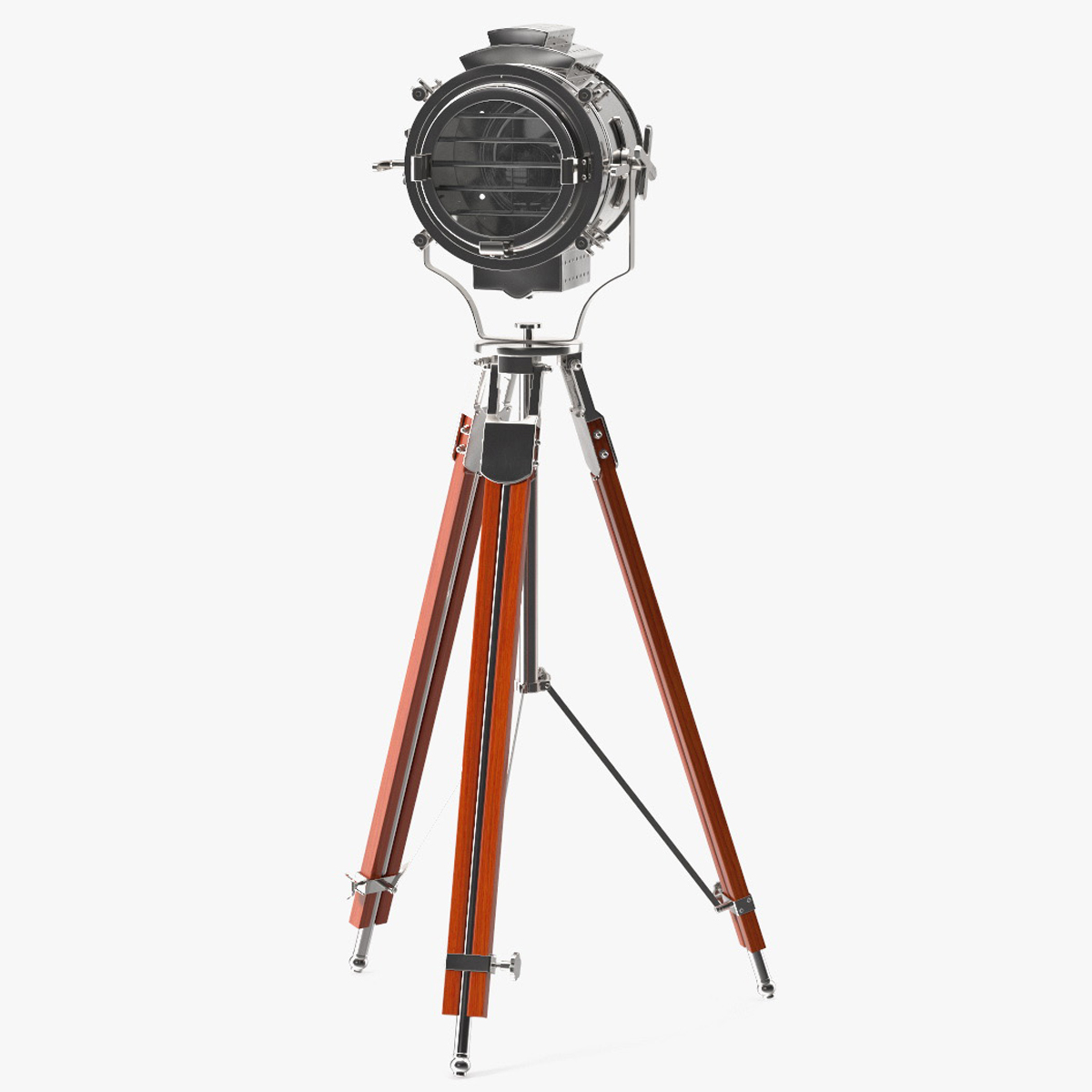 Retro Searchlight Lamp Wooden Tripod Rigged for Modo 3D