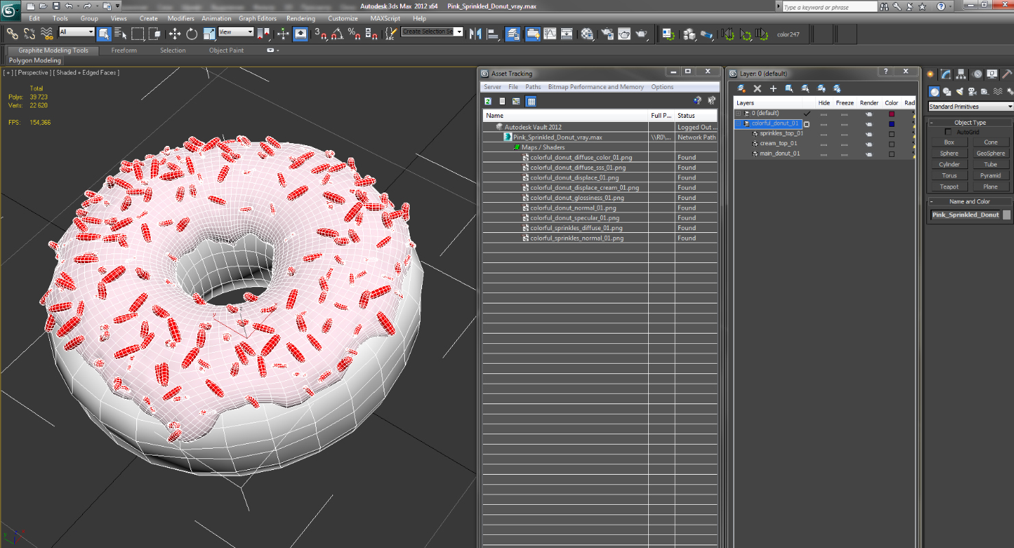 3D model Pink Sprinkled Donut