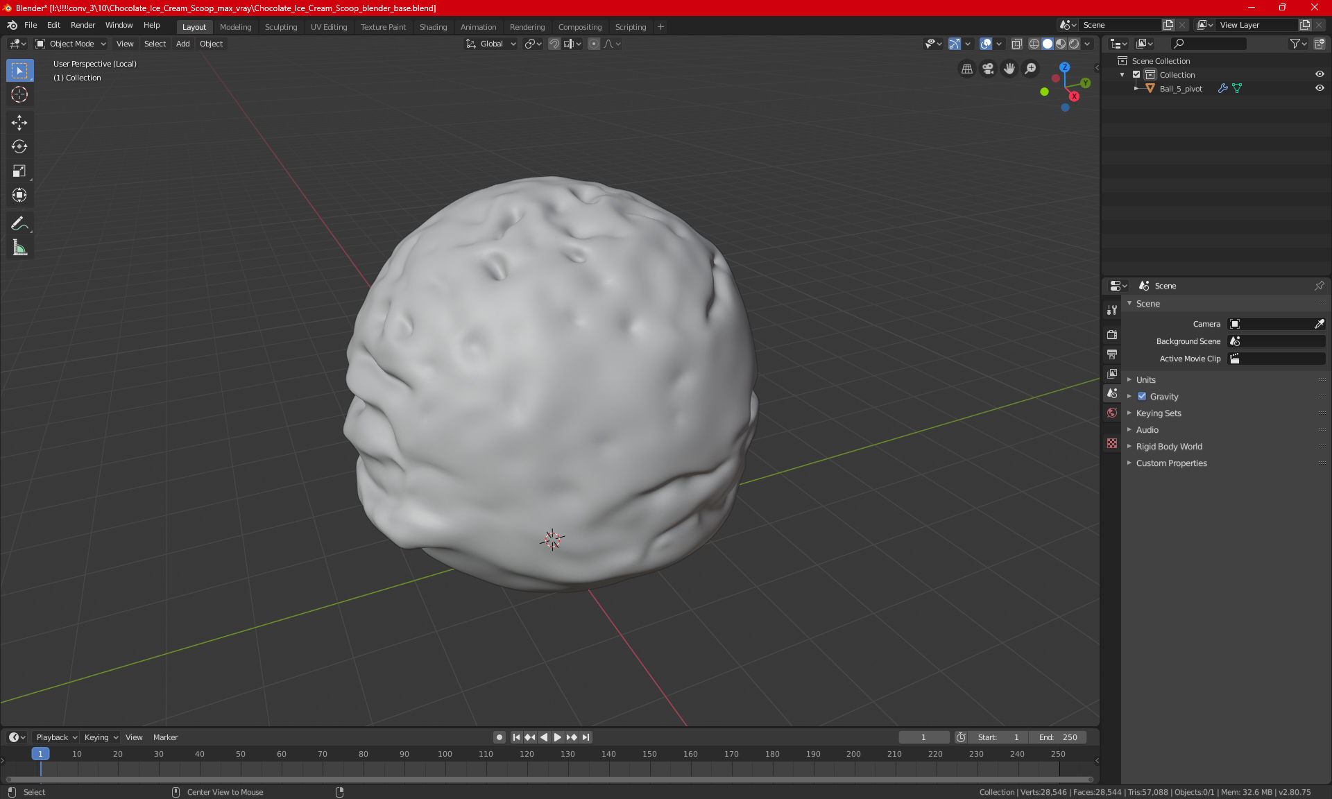 3D Vanilla Ice Cream Scoop model