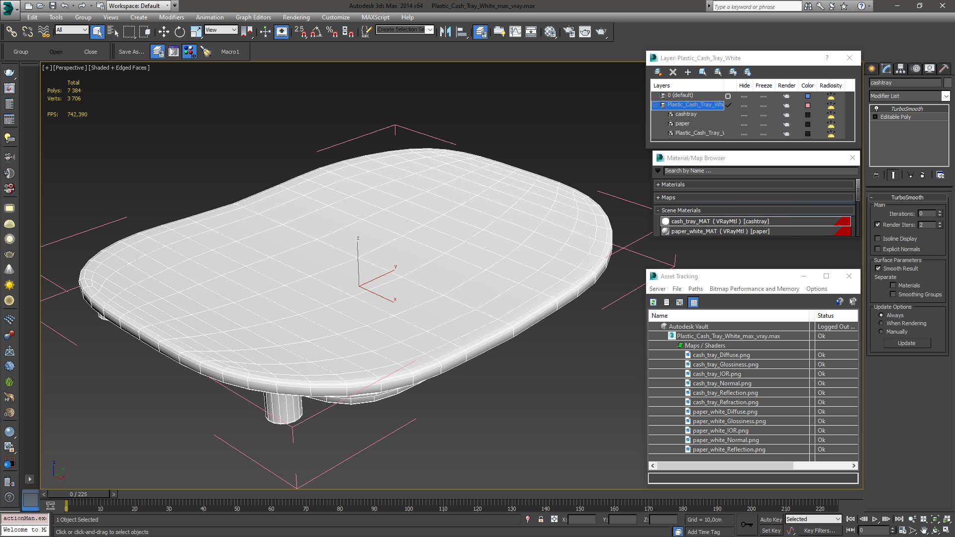 3D Plastic Cash Tray White model