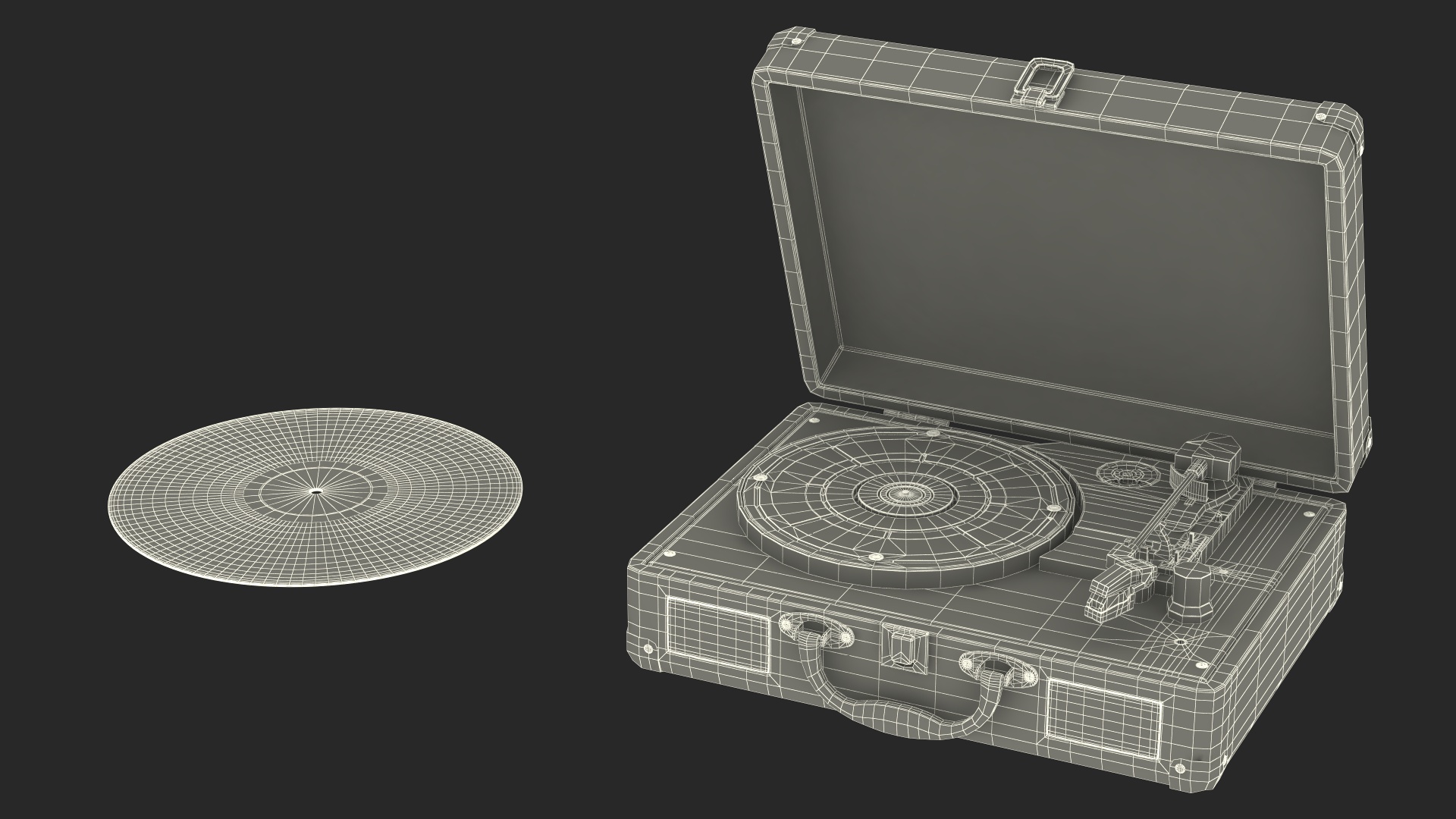 3D model Retro Turntable Player with Vinyl Record