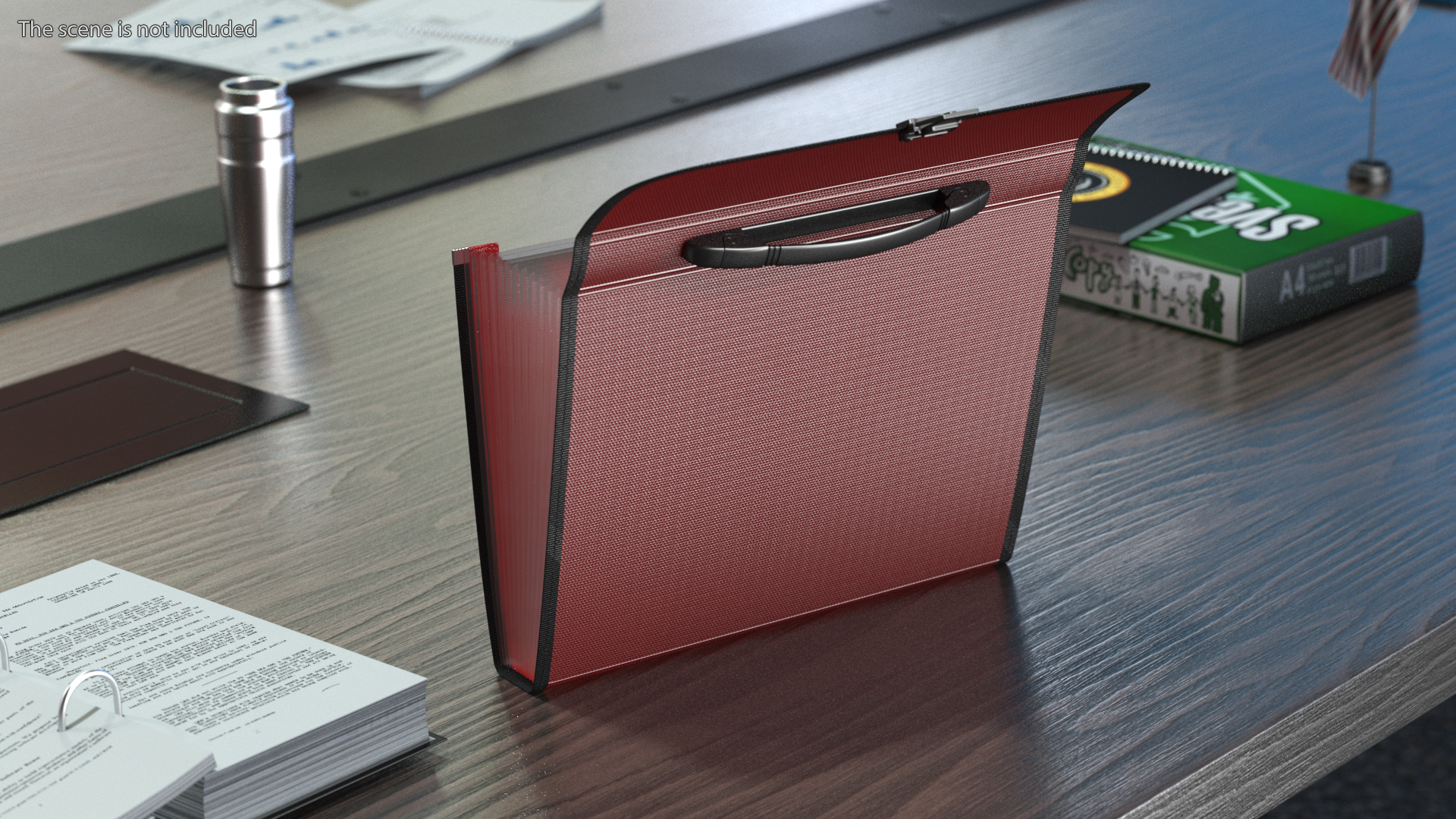 3D model Expandable Document File Folder Red Open