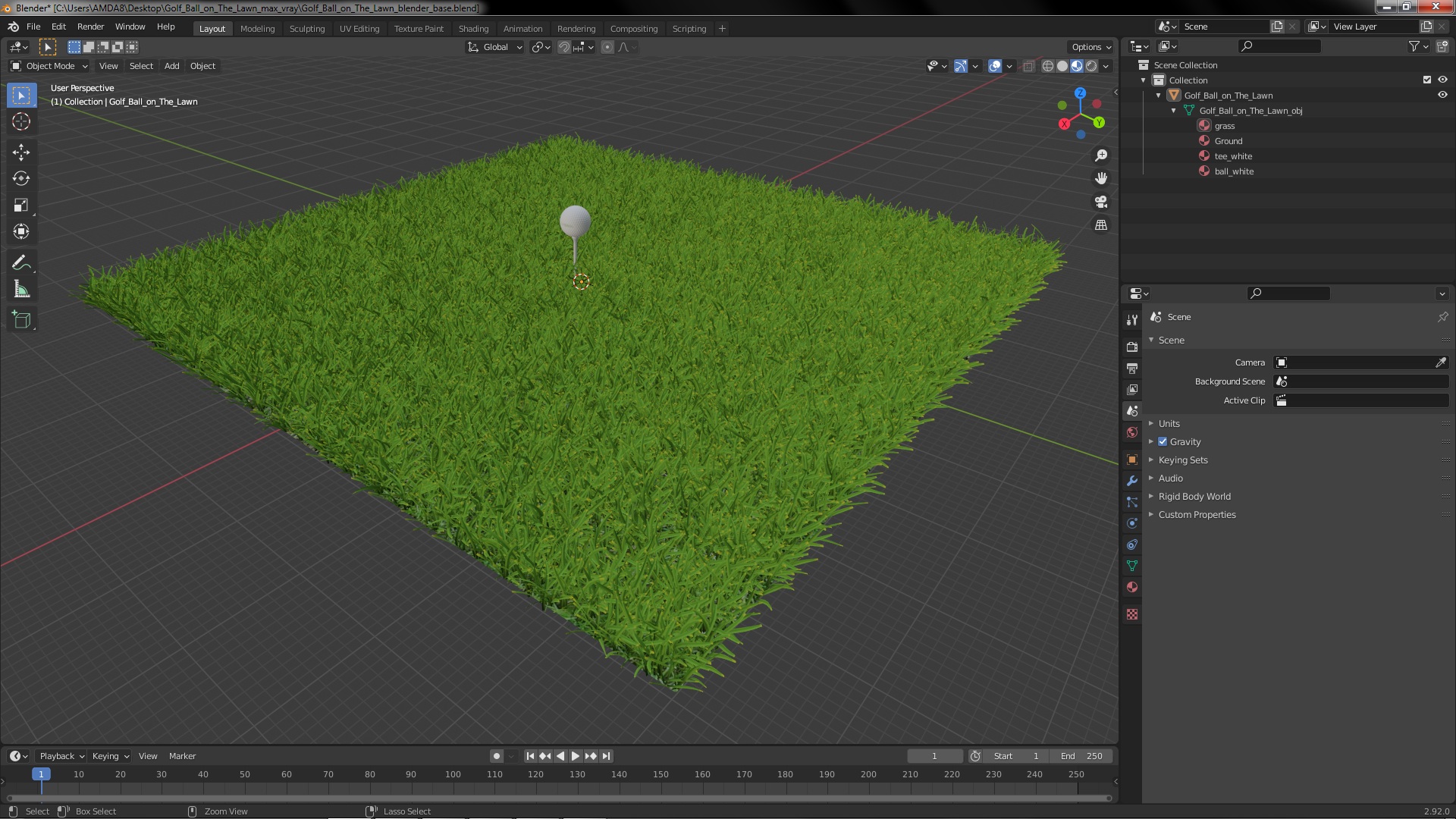 Golf Ball on Lawn 3D