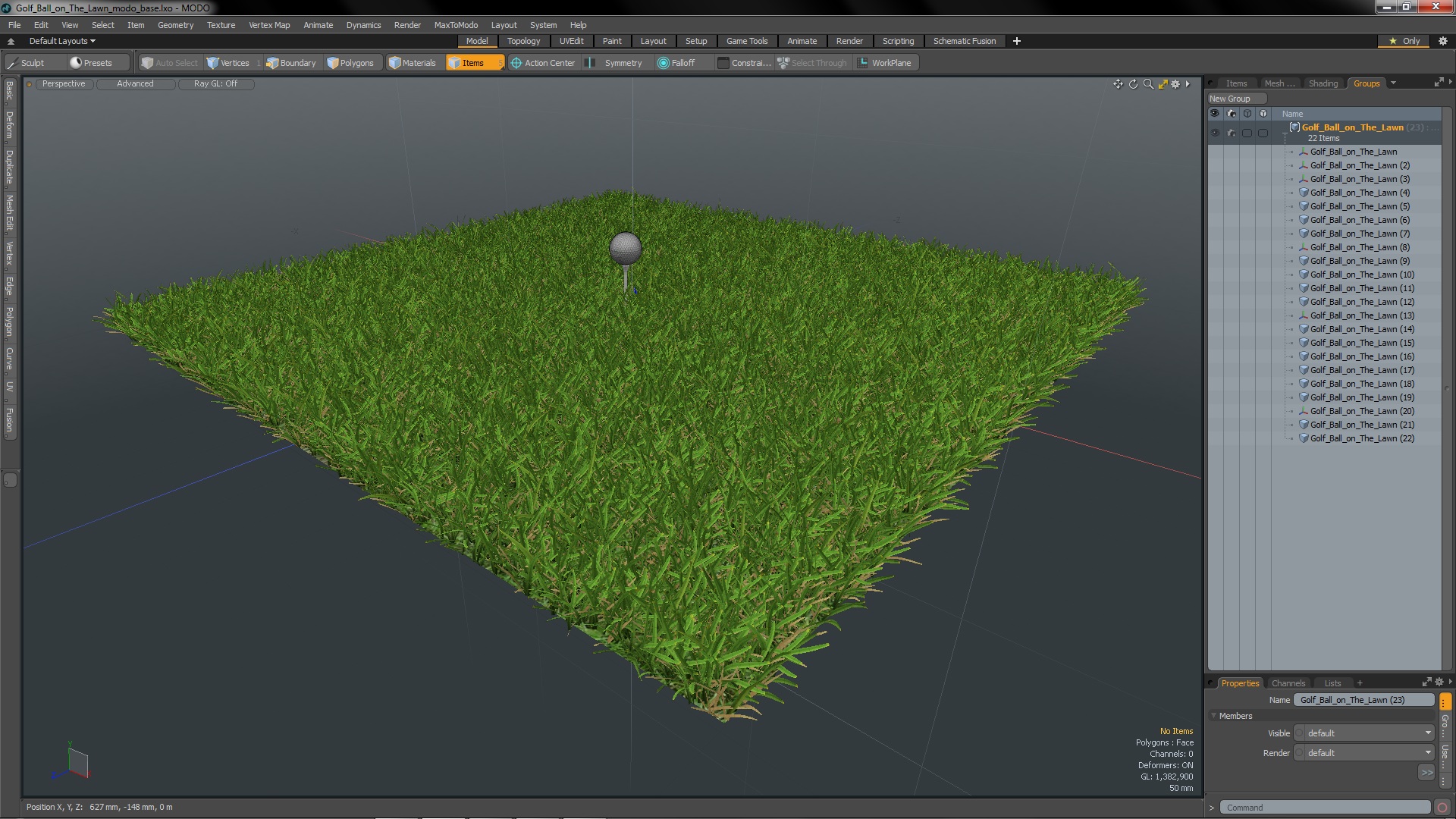 Golf Ball on Lawn 3D