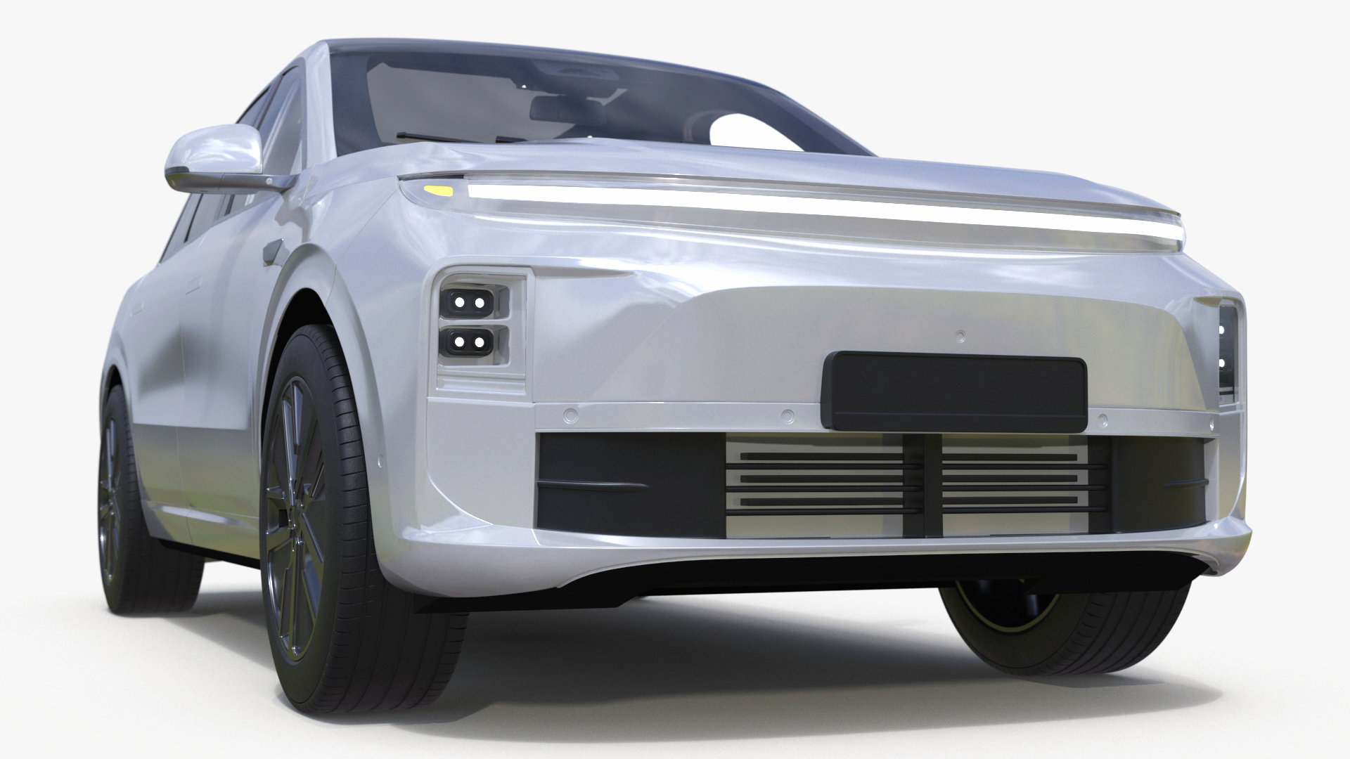 3D model Hybrid SUV Crystal White Simplified