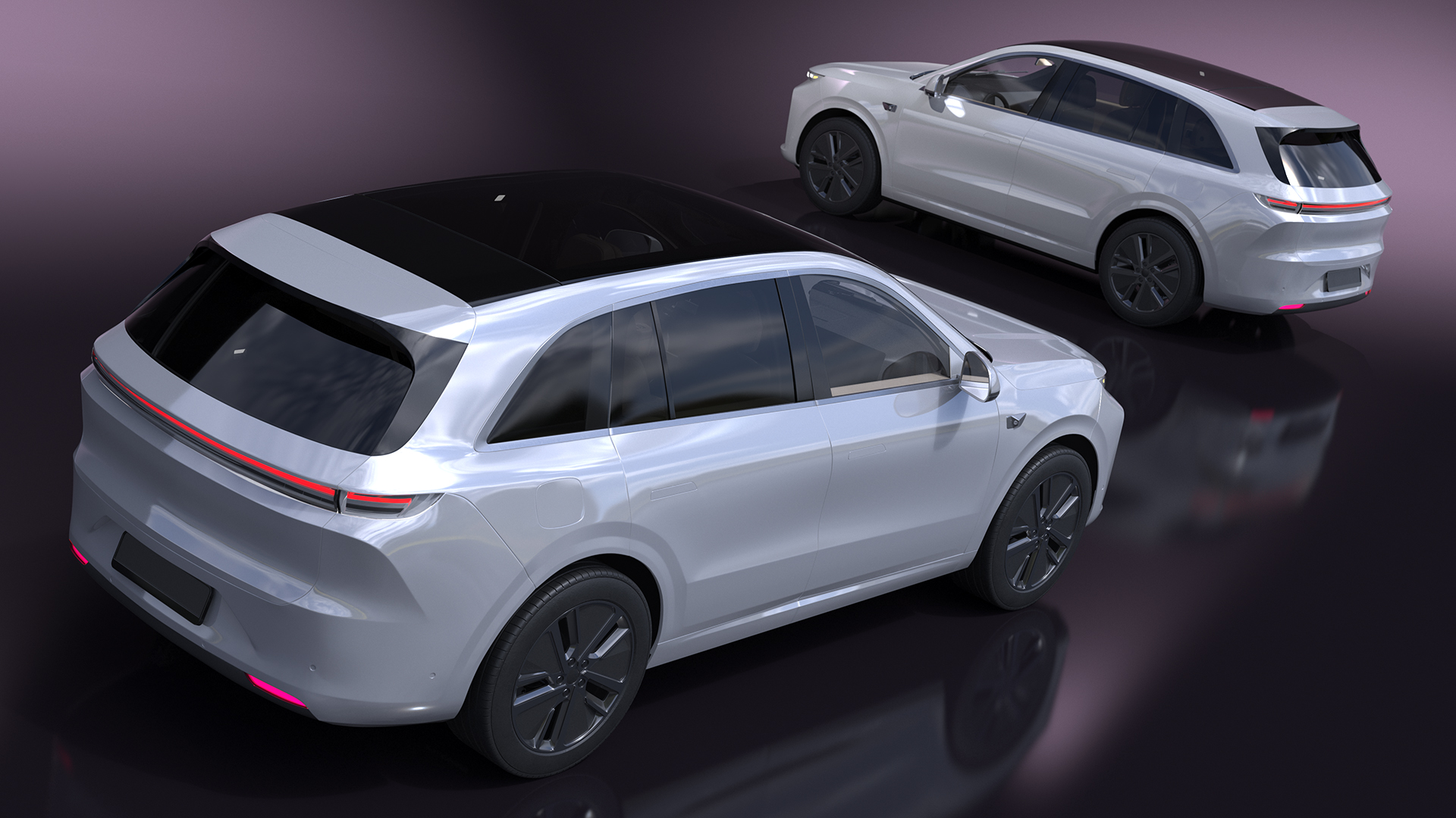 3D model Hybrid SUV Crystal White Simplified