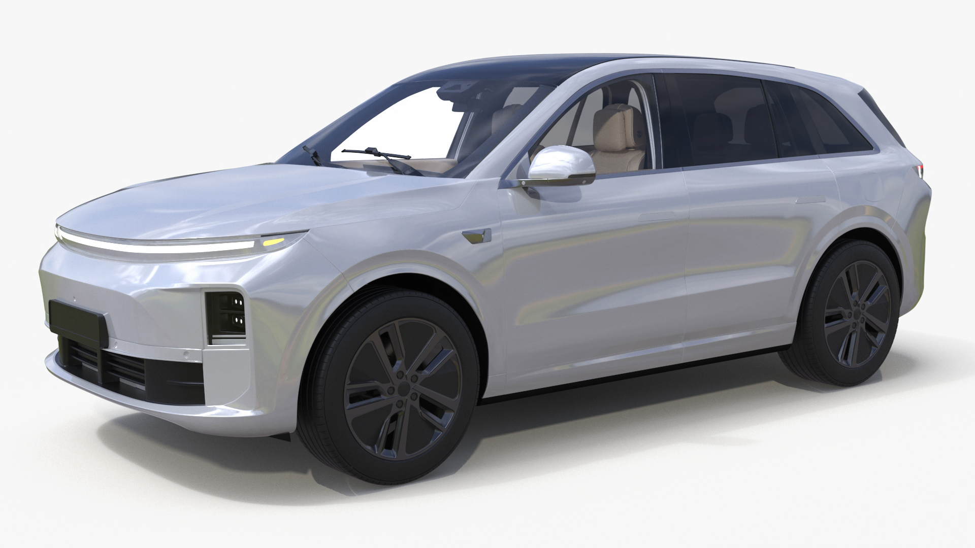 3D model Hybrid SUV Crystal White Simplified