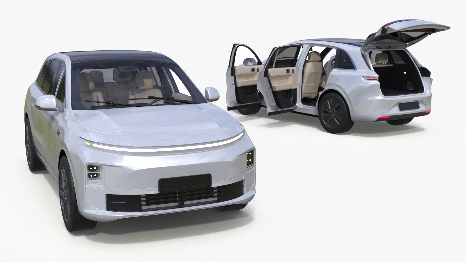 3D model Hybrid SUV Crystal White Simplified