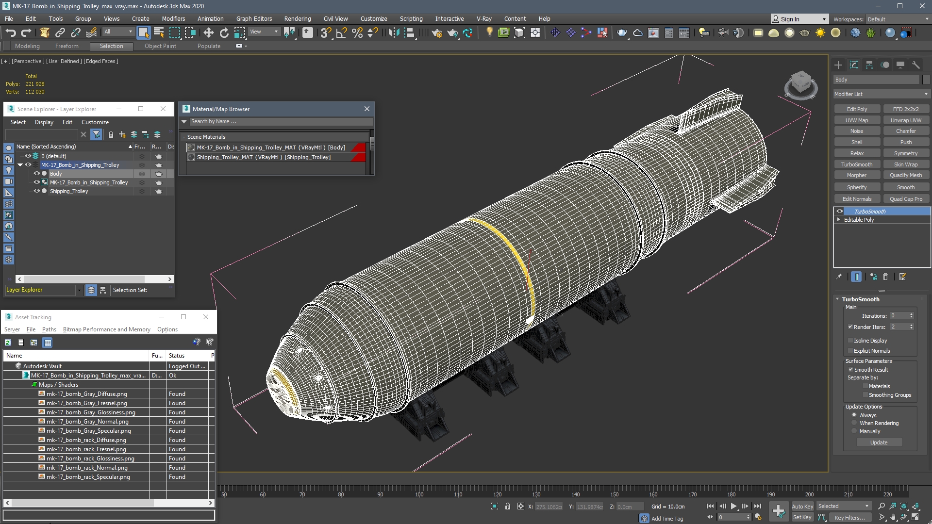 3D model MK-17 Bomb in Shipping Trolley