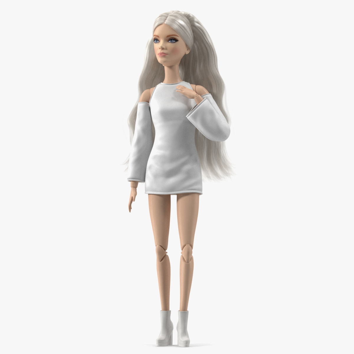 Barbie Doll White Dress Rigged for Cinema 4D 3D model